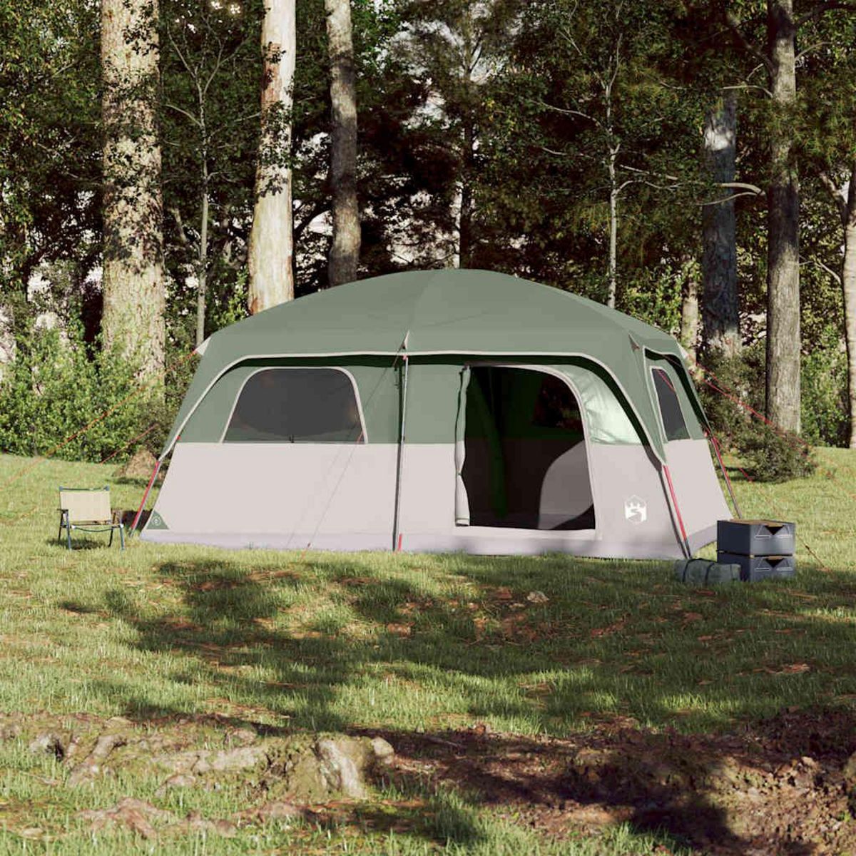 VIDAXL Tente de cabine familiale 10 personnes vert impermeable