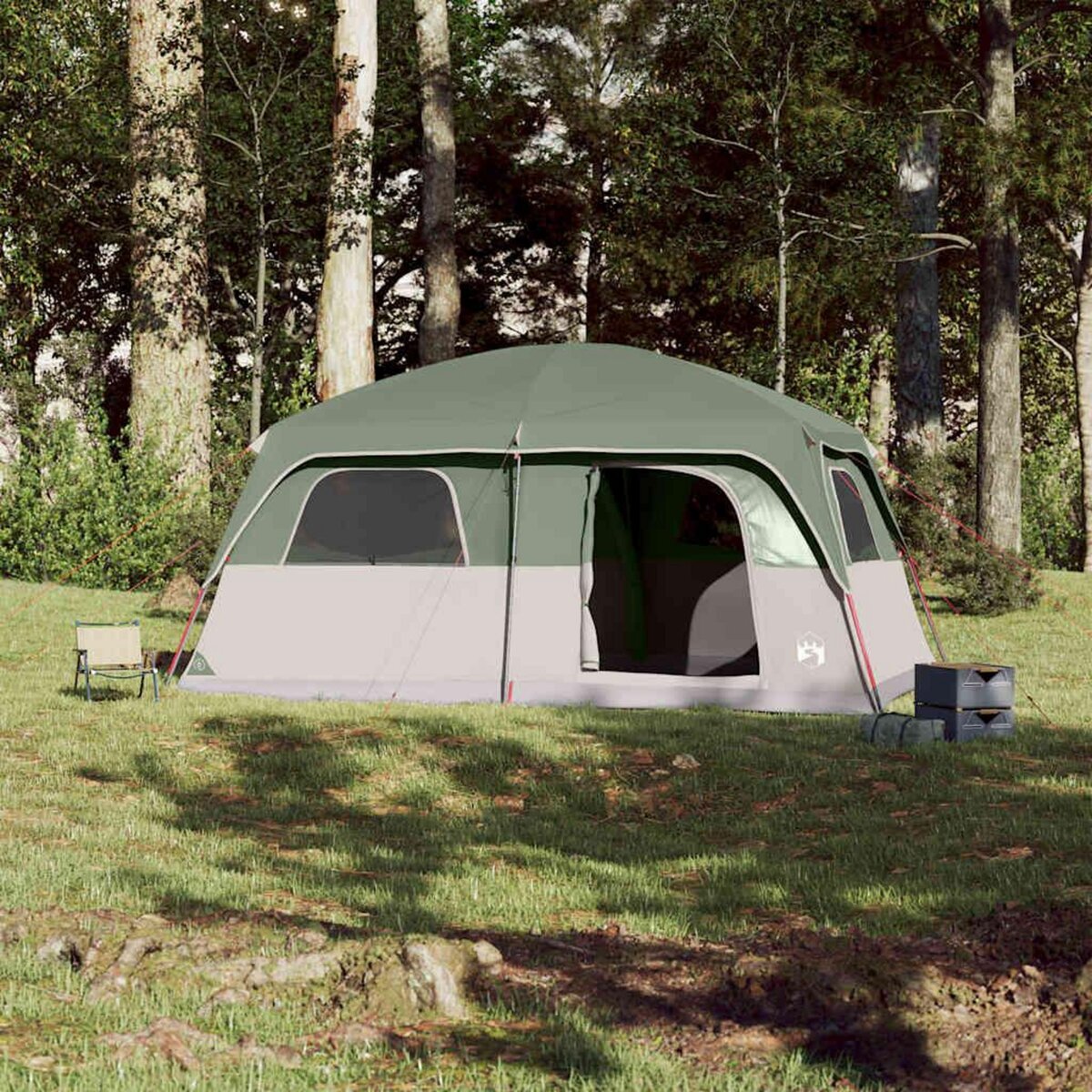 VIDAXL Tente de cabine familiale 10 personnes vert impermeable