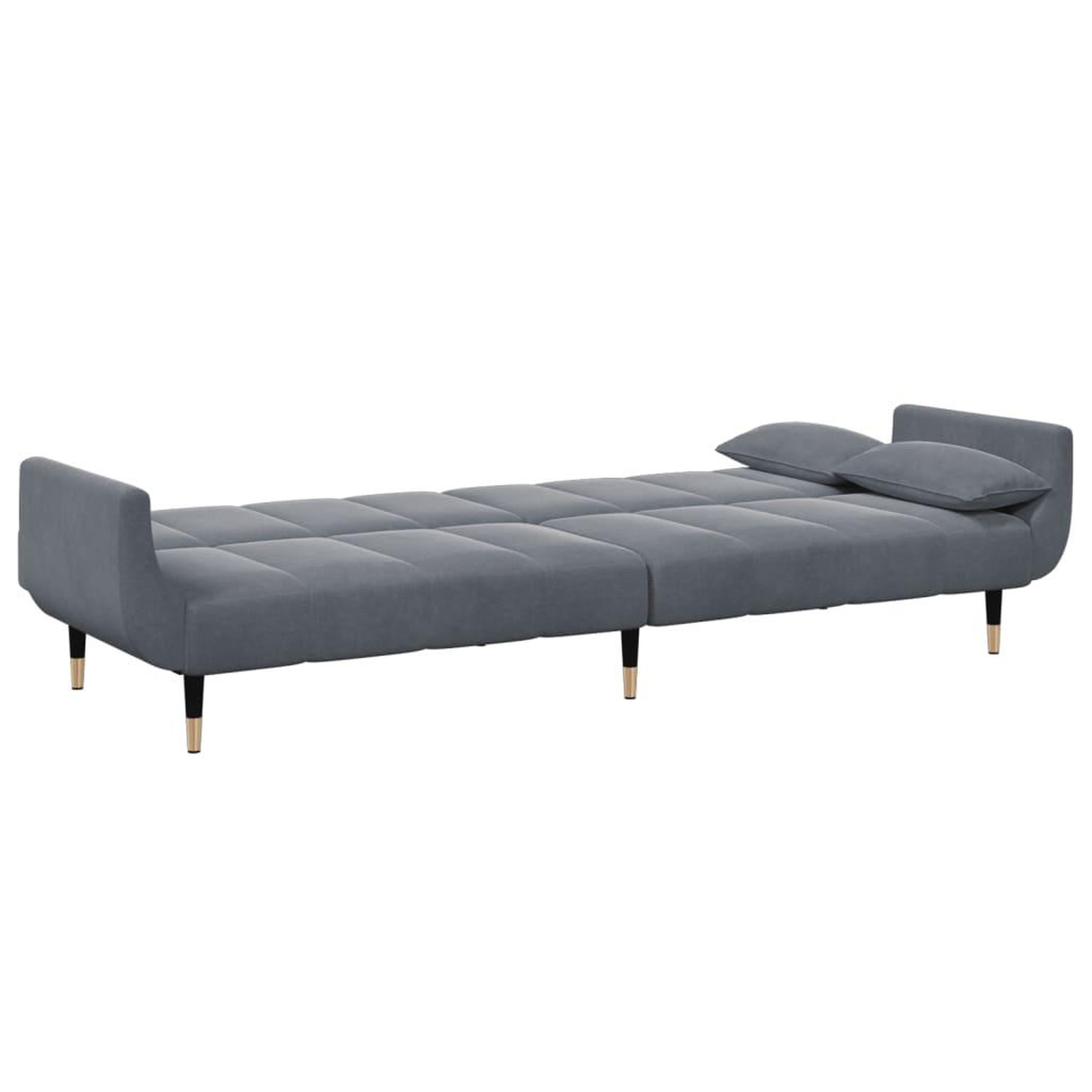 Voir la diapositive 5 : VIDAXL Canape-lit a 2 places avec repose-pied gris fonce velours