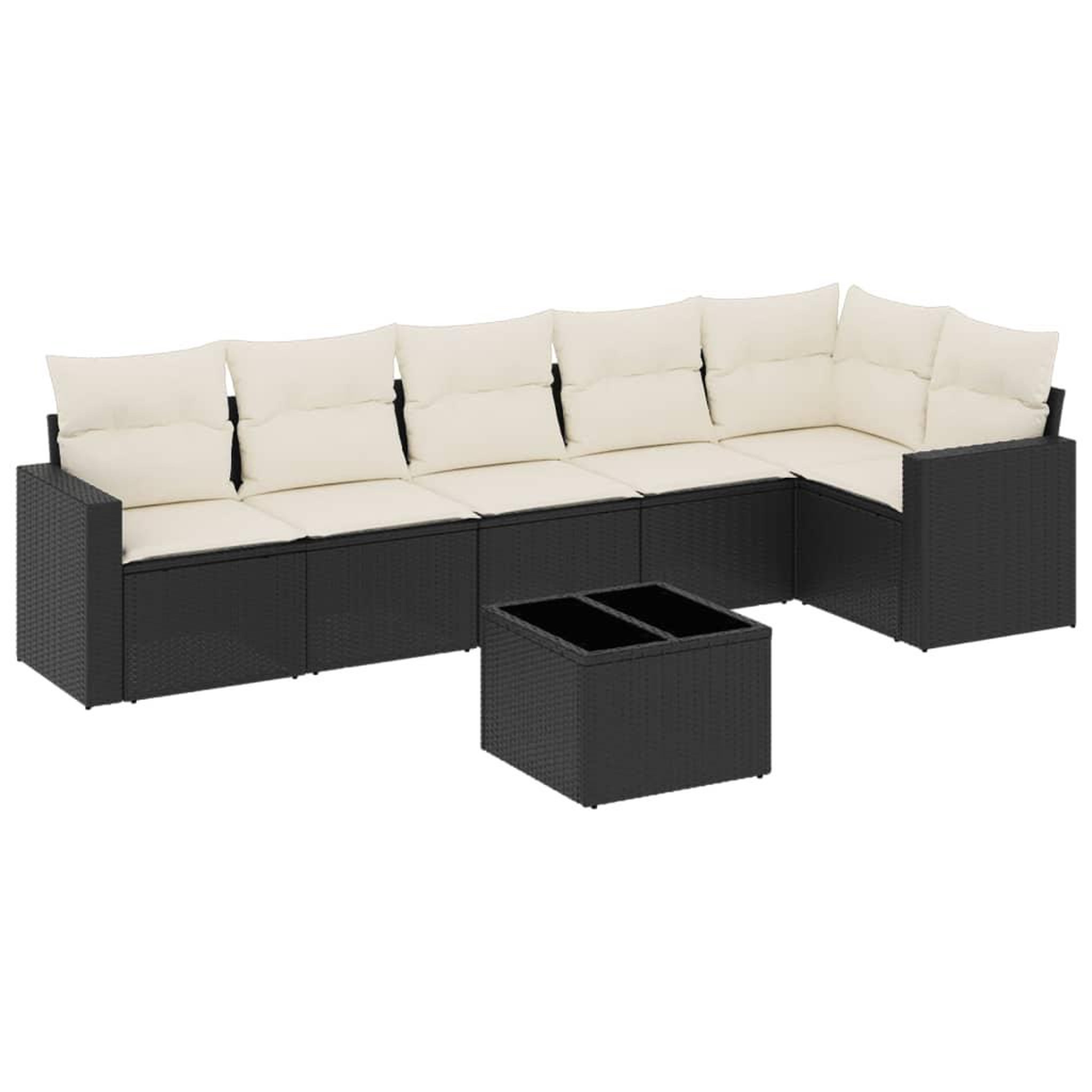 Voir la diapositive 2 : VIDAXL Salon de jardin 7 pcs avec coussins noir resine tressee
