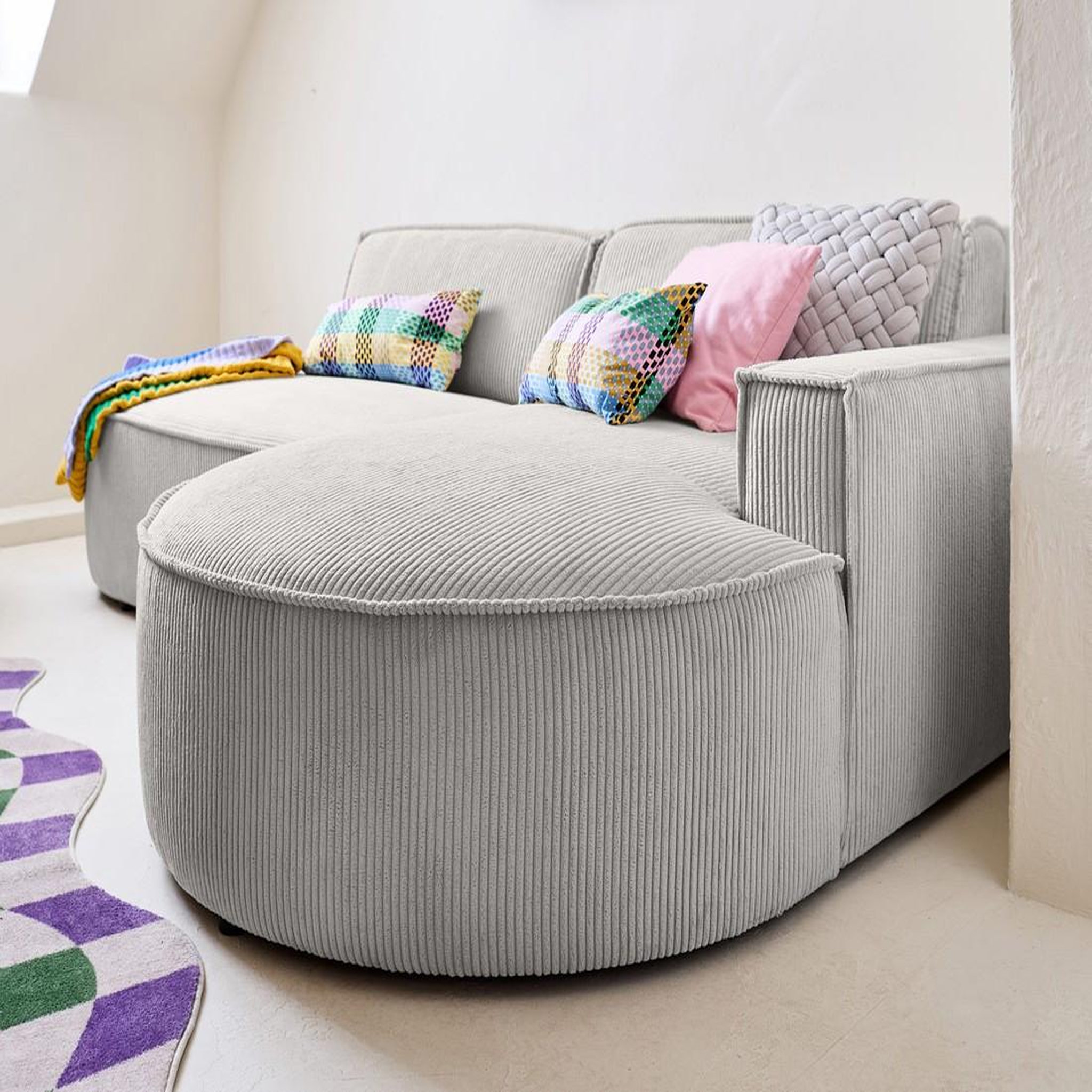 Voir la diapositive 3 : LISA DESIGN Spiaggia - canapé d'angle droit - forme arrondie - 4 places - en velours côtelé