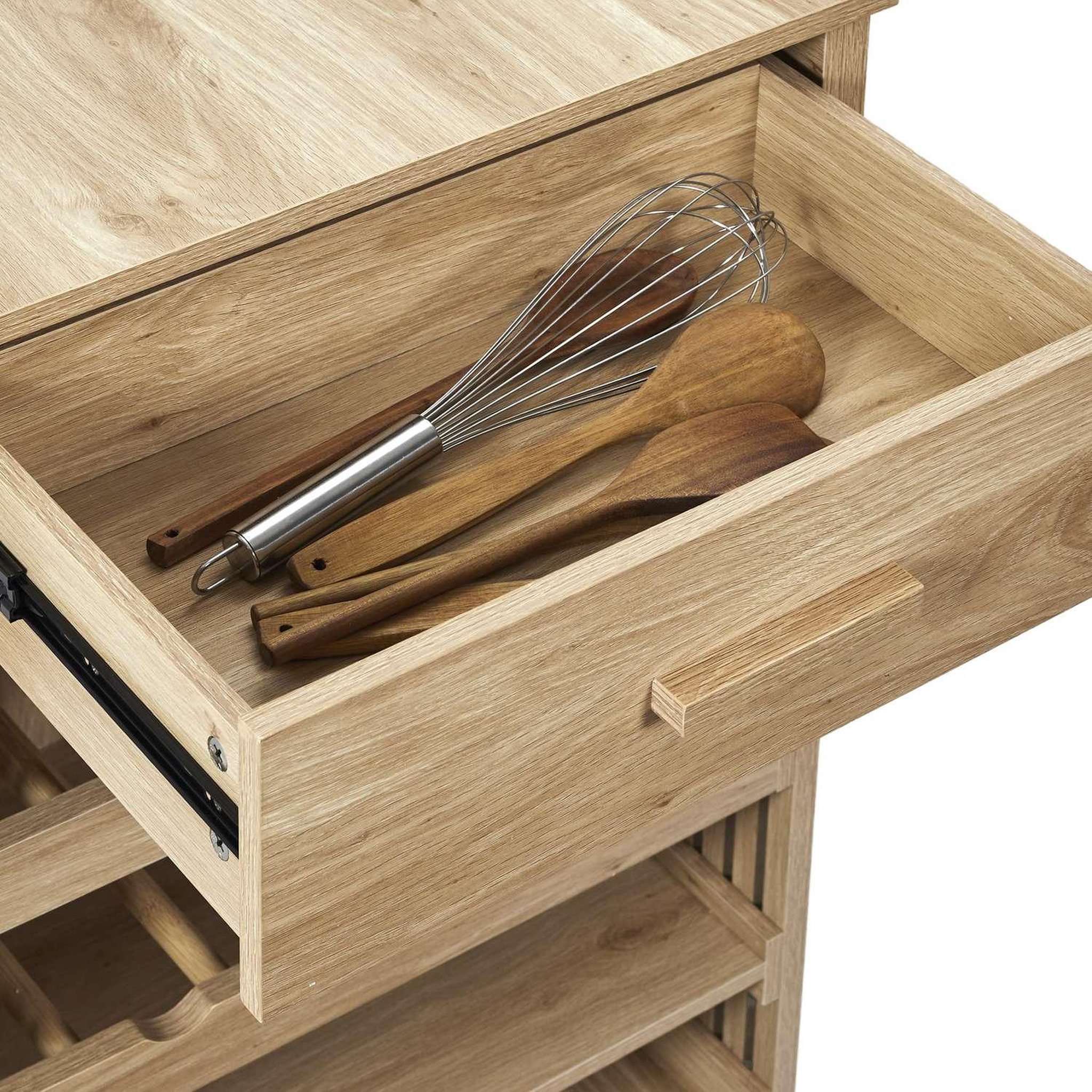 Voir la diapositive 5 : The Home Deco Factory Ilot de cuisine Saulk en bois - Marron