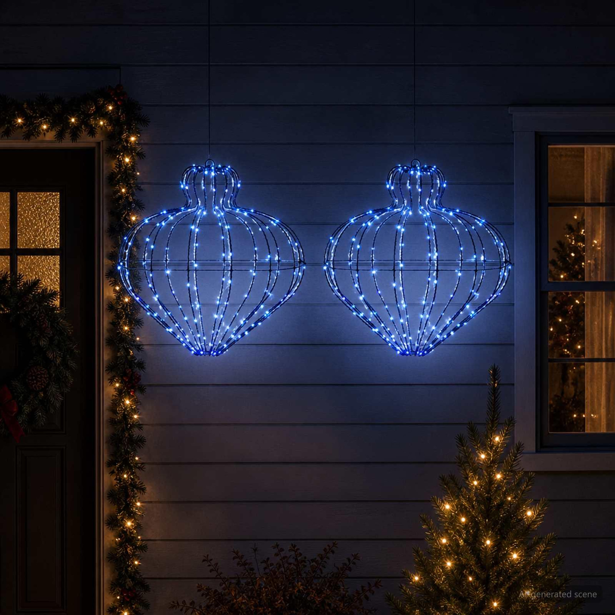 Voir la diapositive 2 : VIDAXL Lumiere de finial de Noël 2 pc 384 LED Bleu Ø 45 x 40 cm
