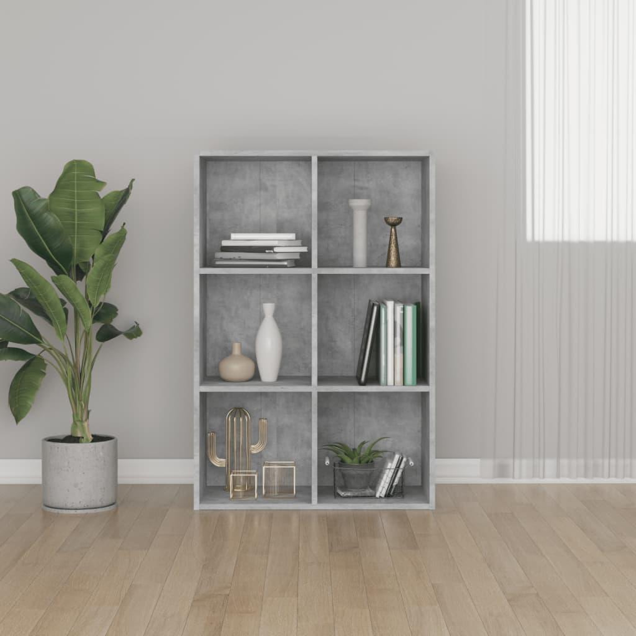 Voir la diapositive 1 : VIDAXL Bibliotheque/Buffet gris beton 66x30x98 cm bois d'ingenierie