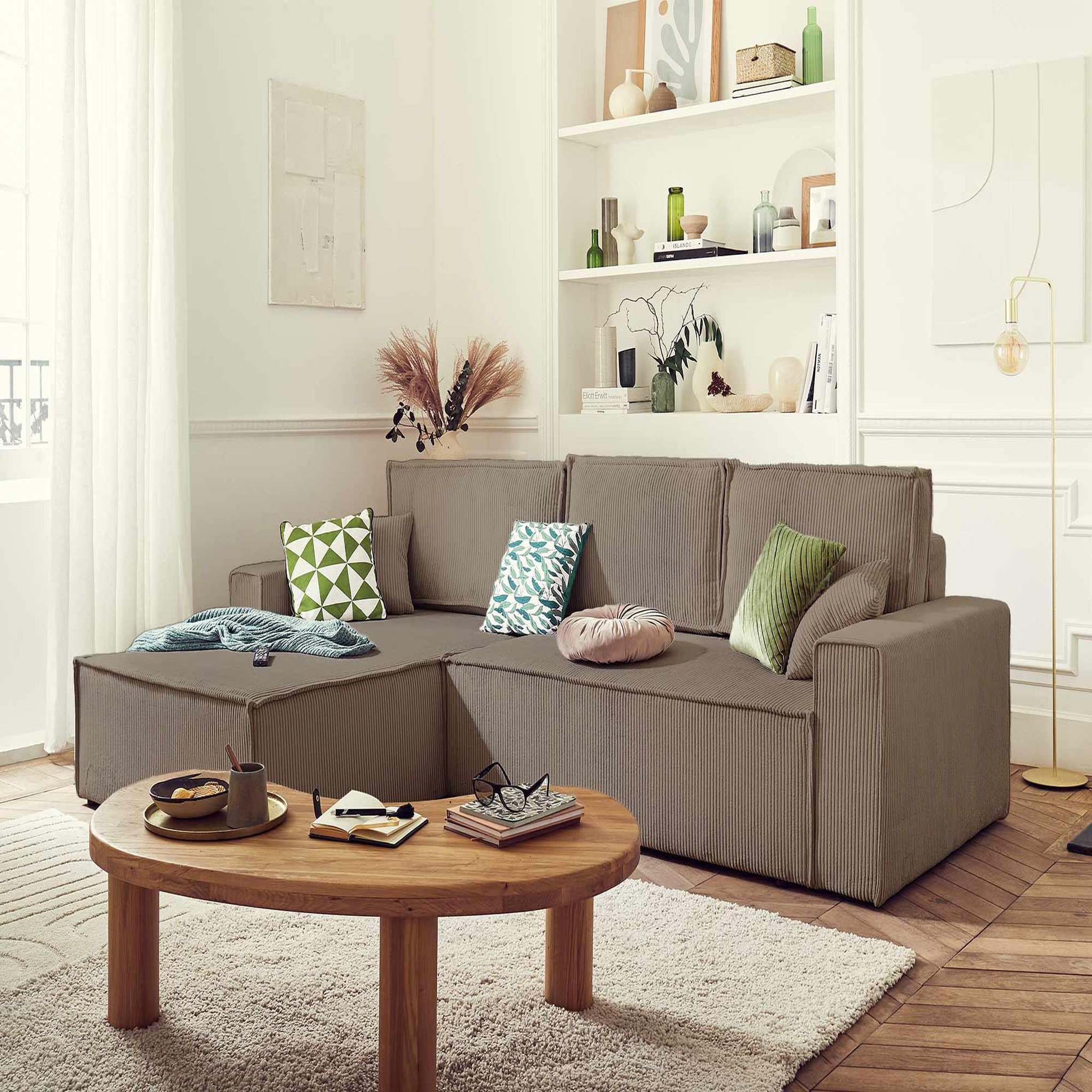 Voir la diapositive 4 : BEST MOBILIER Dellia - canapé d'angle réversible convertible - avec coffre - en velours côtelé - 4 places