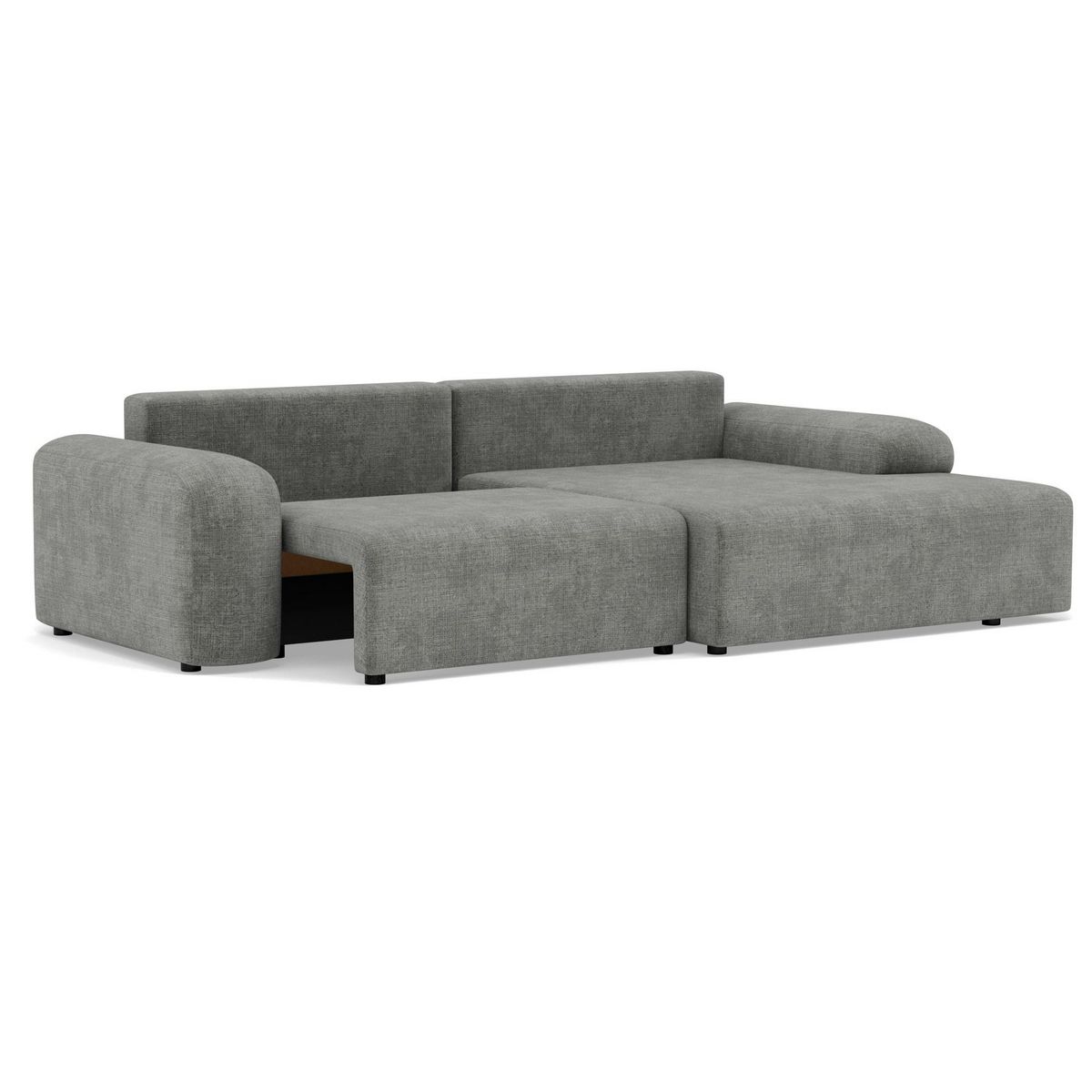 BEST MOBILIER Rebecca - canapé d'angle droit 4 places convertible avec coffre en velours texturé