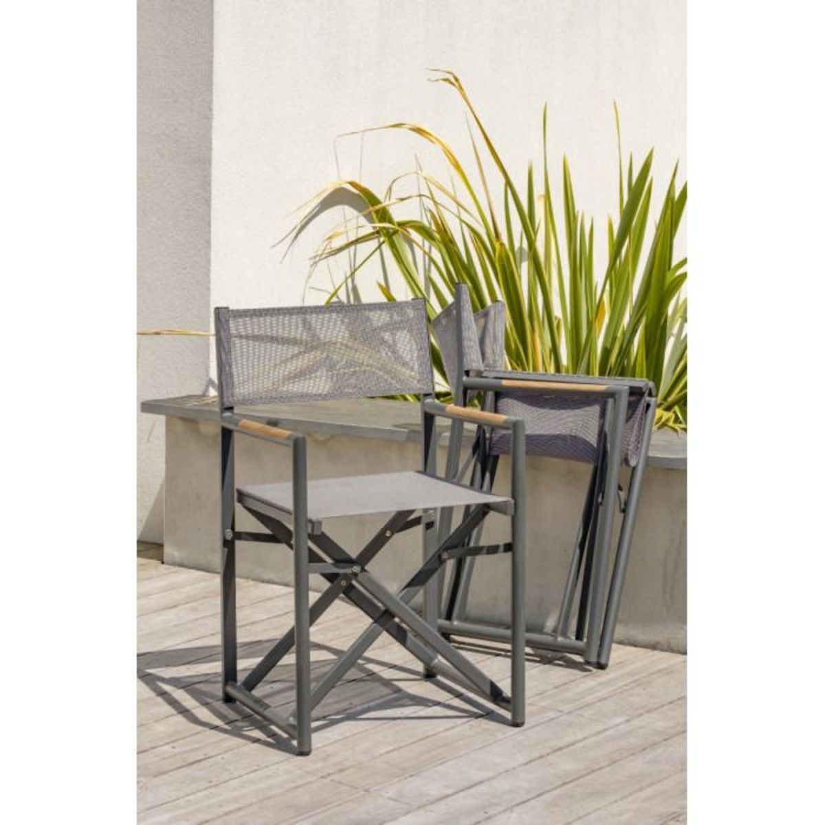 Paris Prix Fauteuil de Jardin Pliant  Honfleur  88cm Gris Anthracite