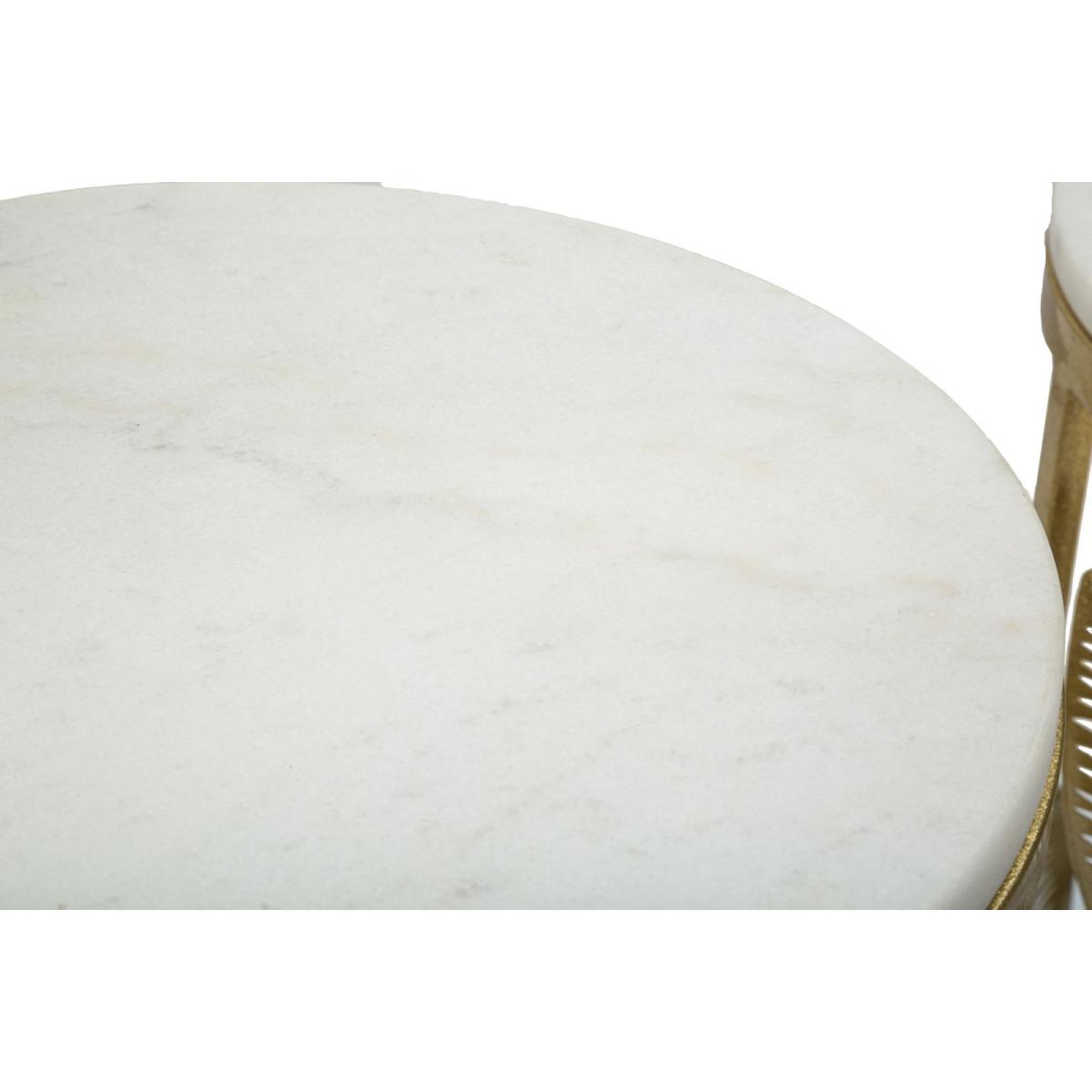 Voir la diapositive 4 : Paris Prix Lot de 2 tables d'appoint effet marbre  leaf  65cm or