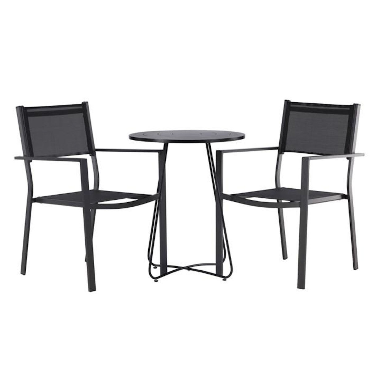 Paris Prix Ensemble Table de Jardin & 2 Chaises  Bacong & Copacabana  74cm Noir