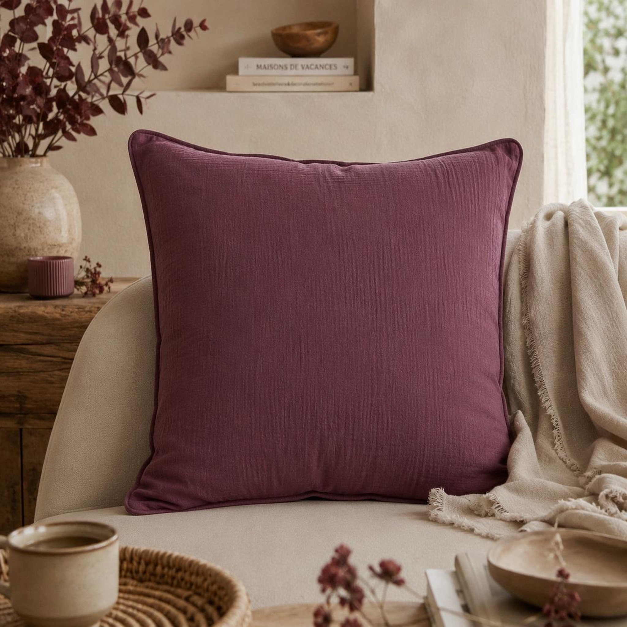 Voir la diapositive 2 : Eden Coussin en gaze de coton pop colors