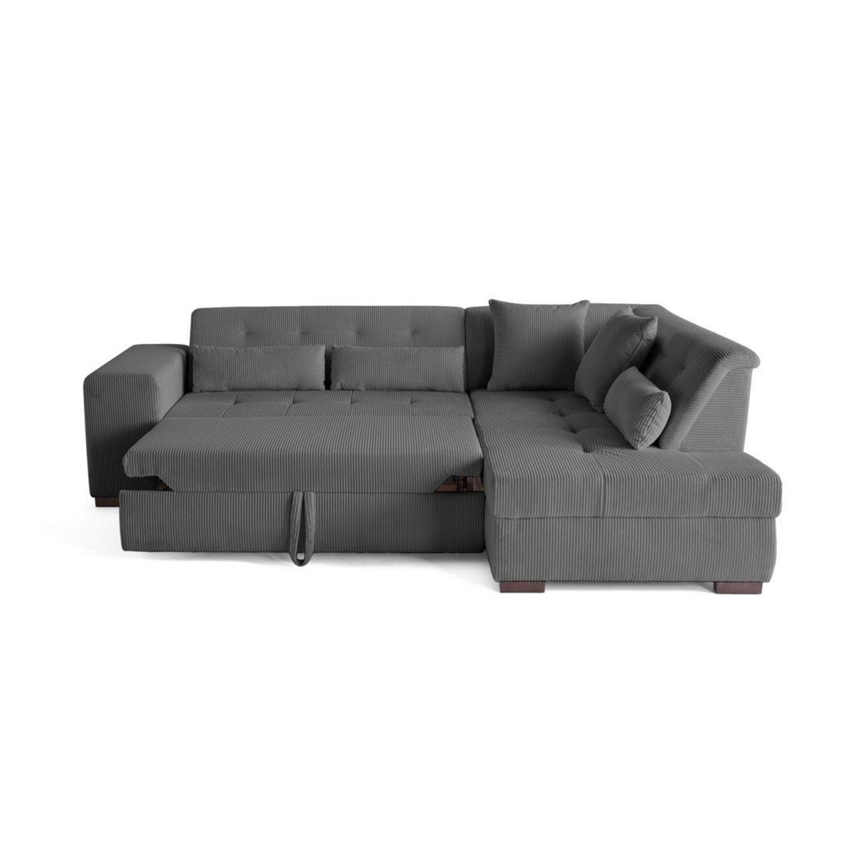 LISA DESIGN Vermont - canapé d'angle droit - 5 places - convertible - en velours côtelé