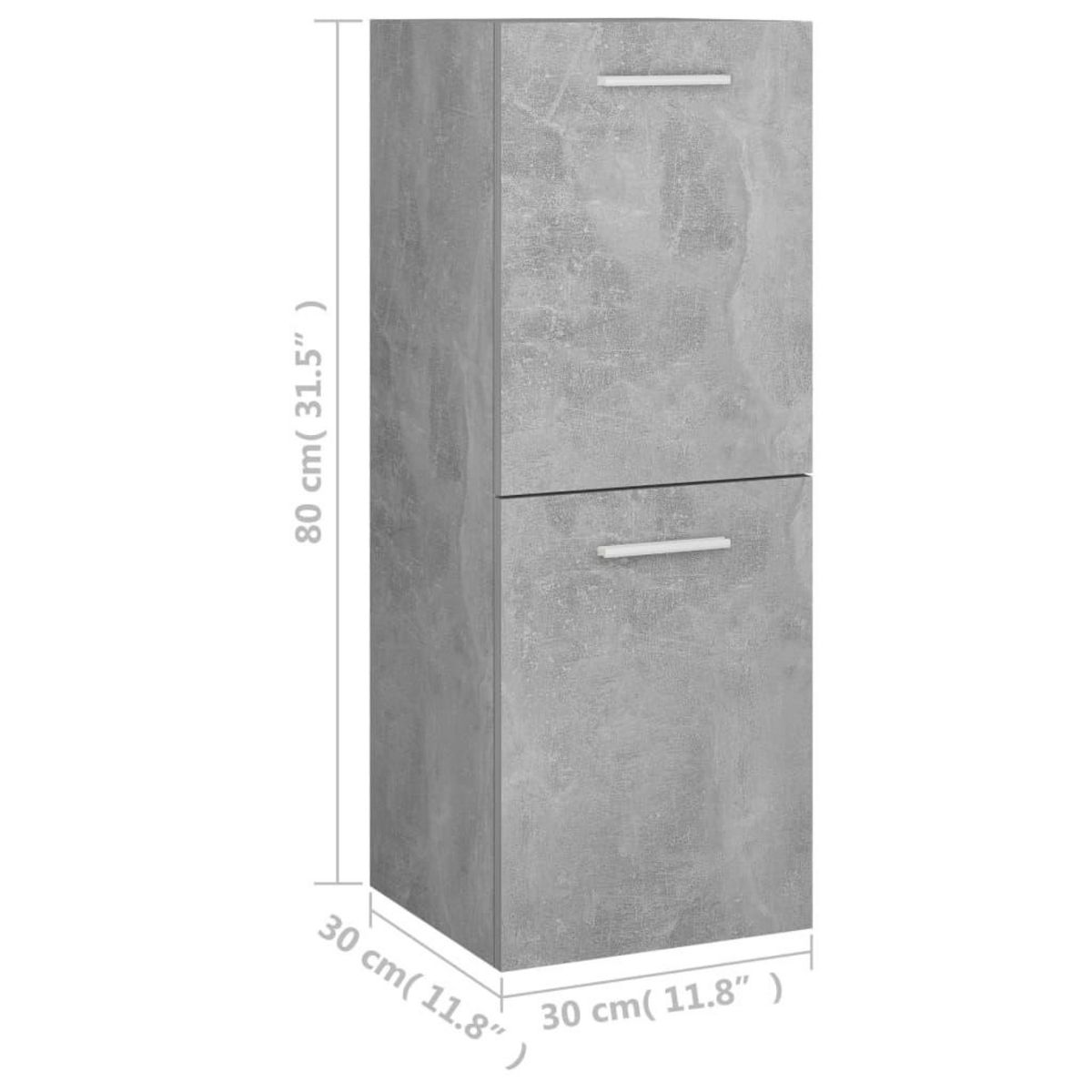 VIDAXL Armoire de salle de bain Gris beton 30x30x80 cm Bois ingenierie
