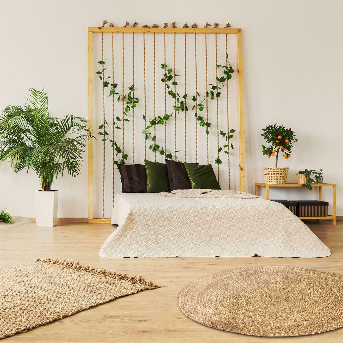 The Home Deco Factory Tapis rond en jute ethnique Home - Diam. 120 cm - Beige