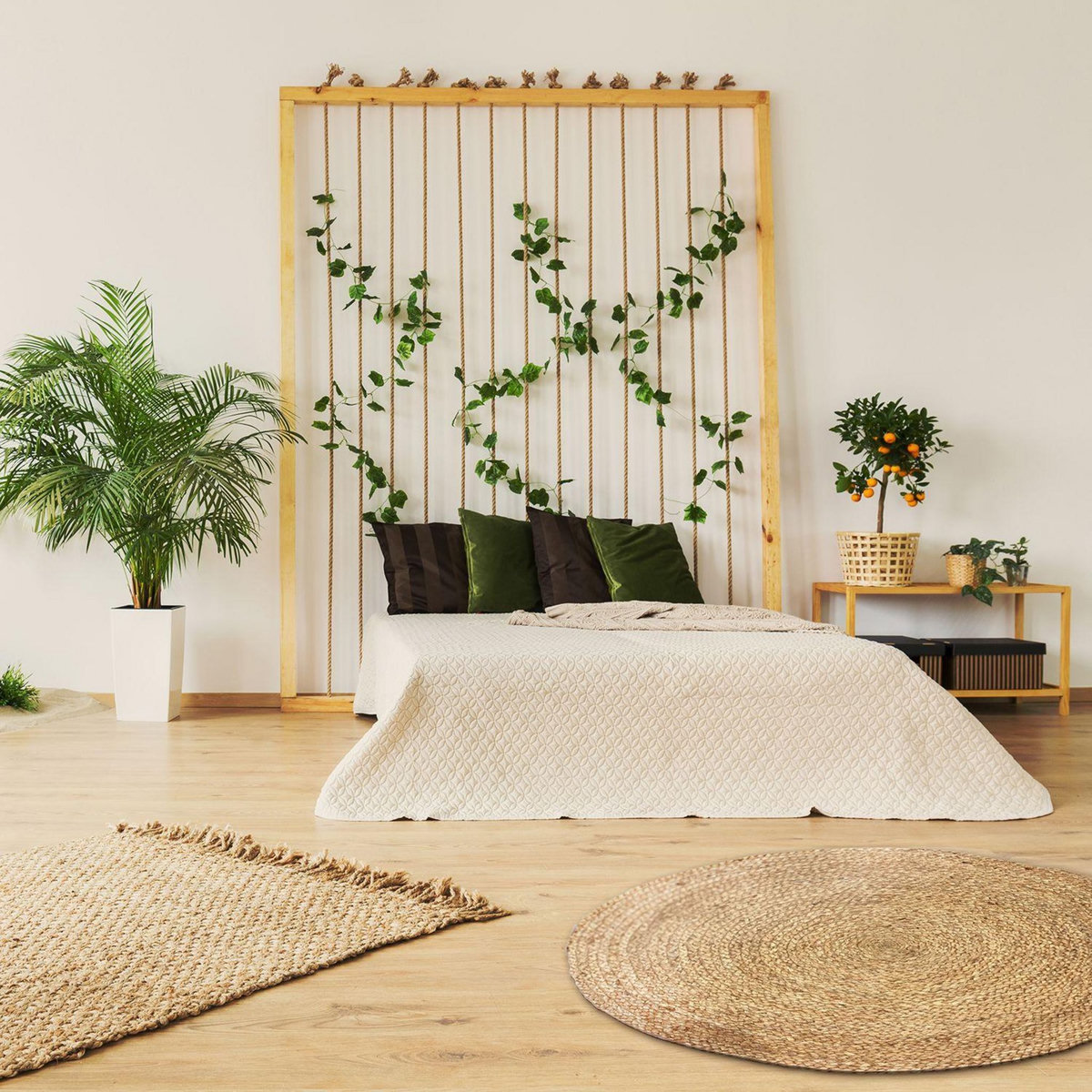 The Home Deco Factory Tapis rond en jute ethnique Home - Diam. 120 cm - Beige