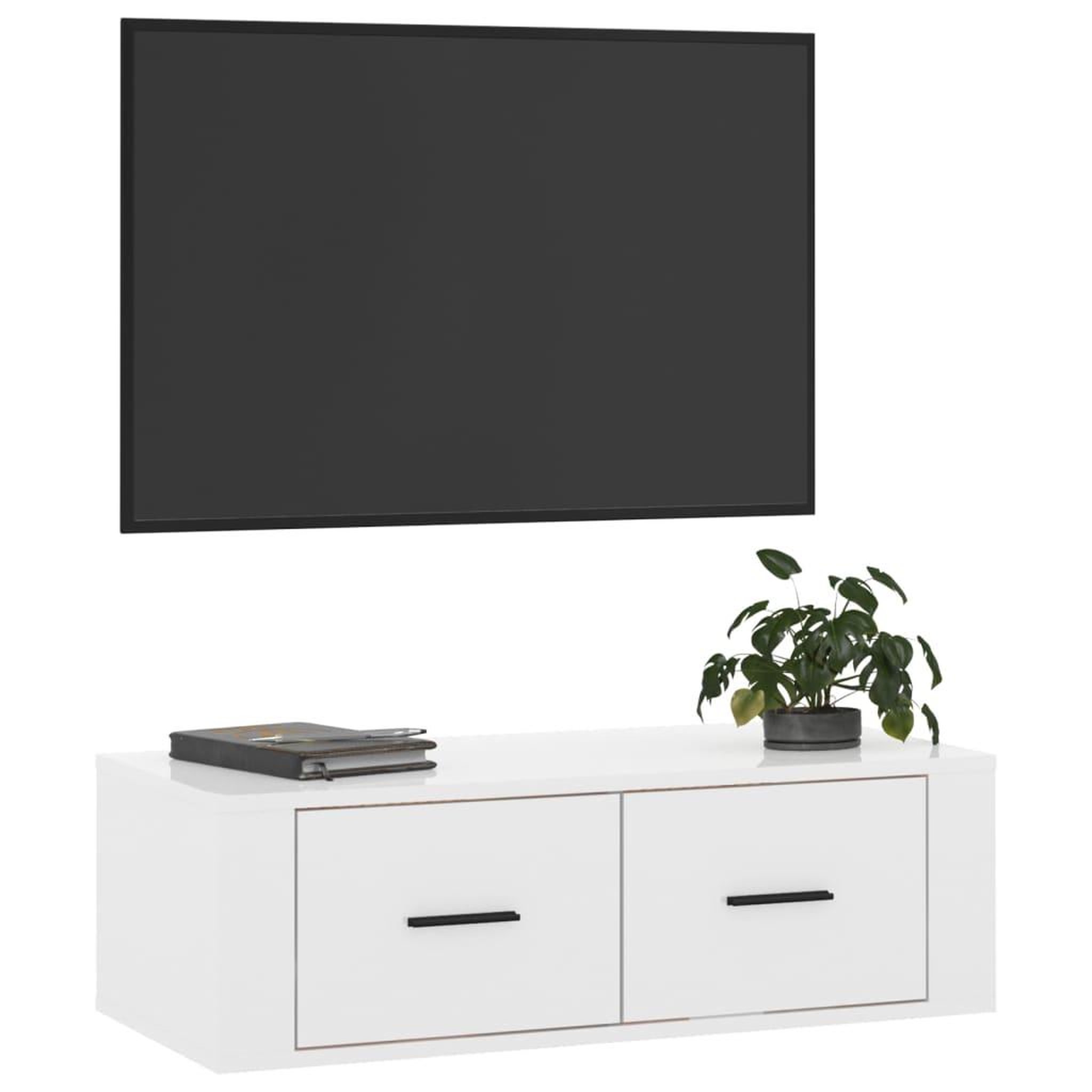 Voir la diapositive 4 : VIDAXL Meuble TV suspendu Blanc brillant 80x36x25 cm Bois d'ingenierie