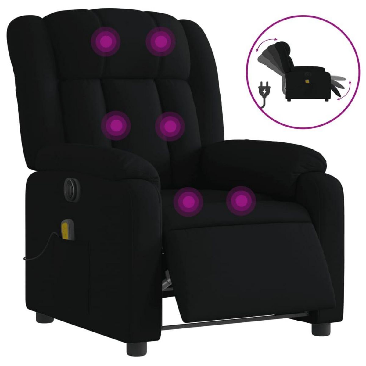 VIDAXL Fauteuil de massage inclinable electrique Noir Tissu