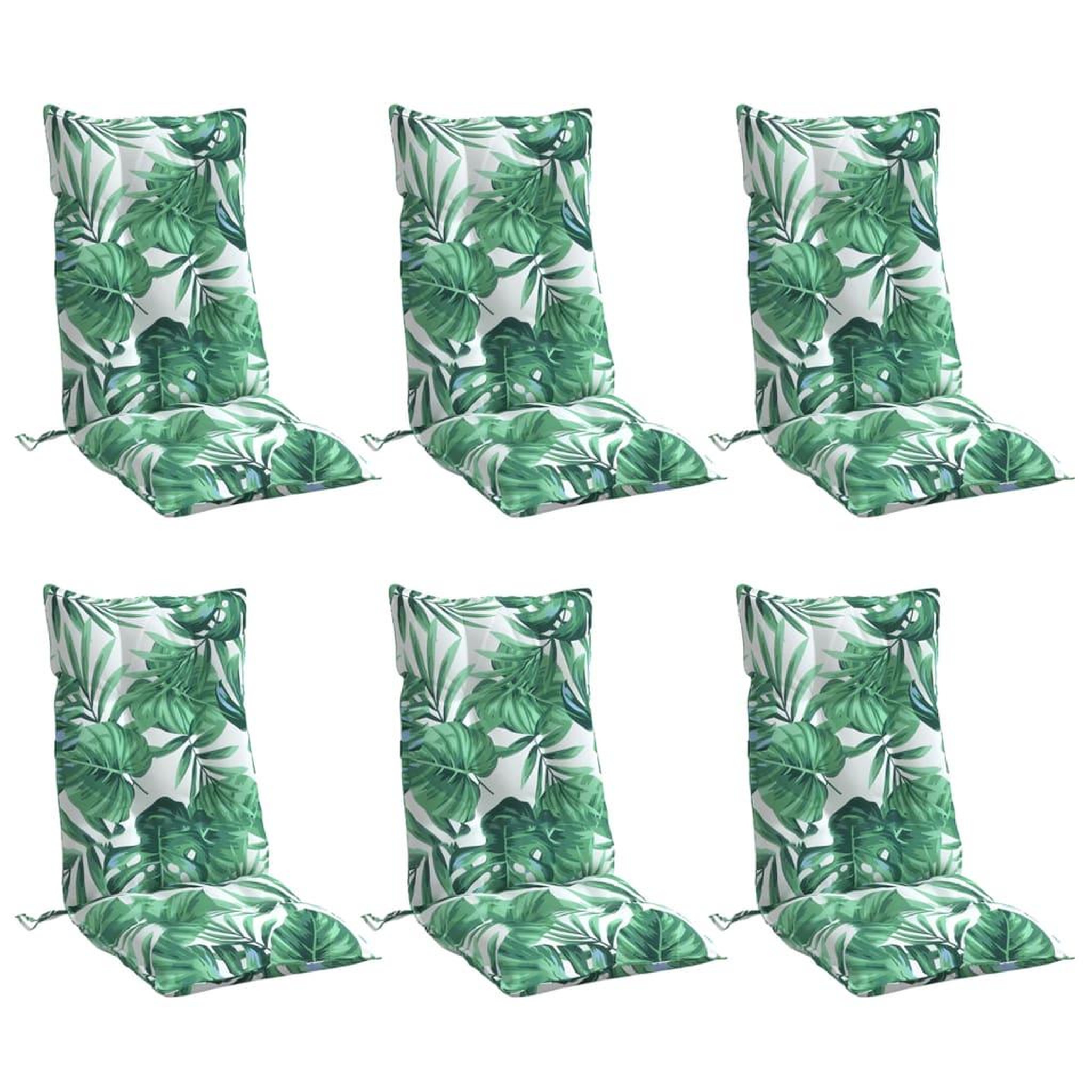 Voir la diapositive 3 : VIDAXL Coussins de chaise a dossier haut lot de 6 modele de feuille