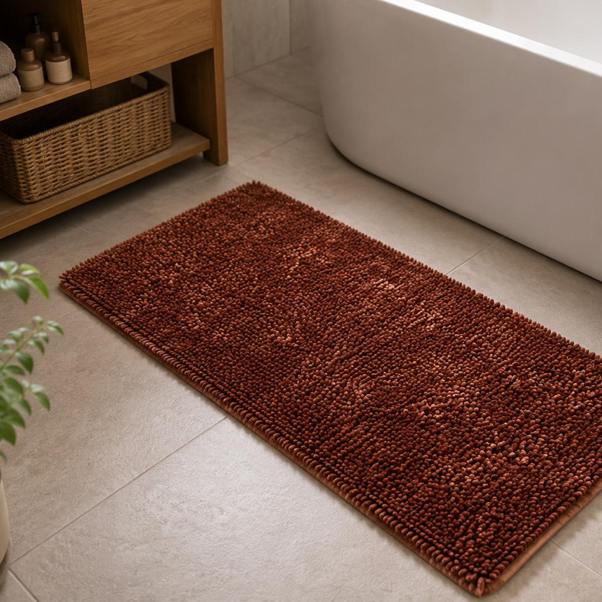 Voir la diapositive 2 : GUY LEVASSEUR Tapis de bain chenille fil doré 60x120cm