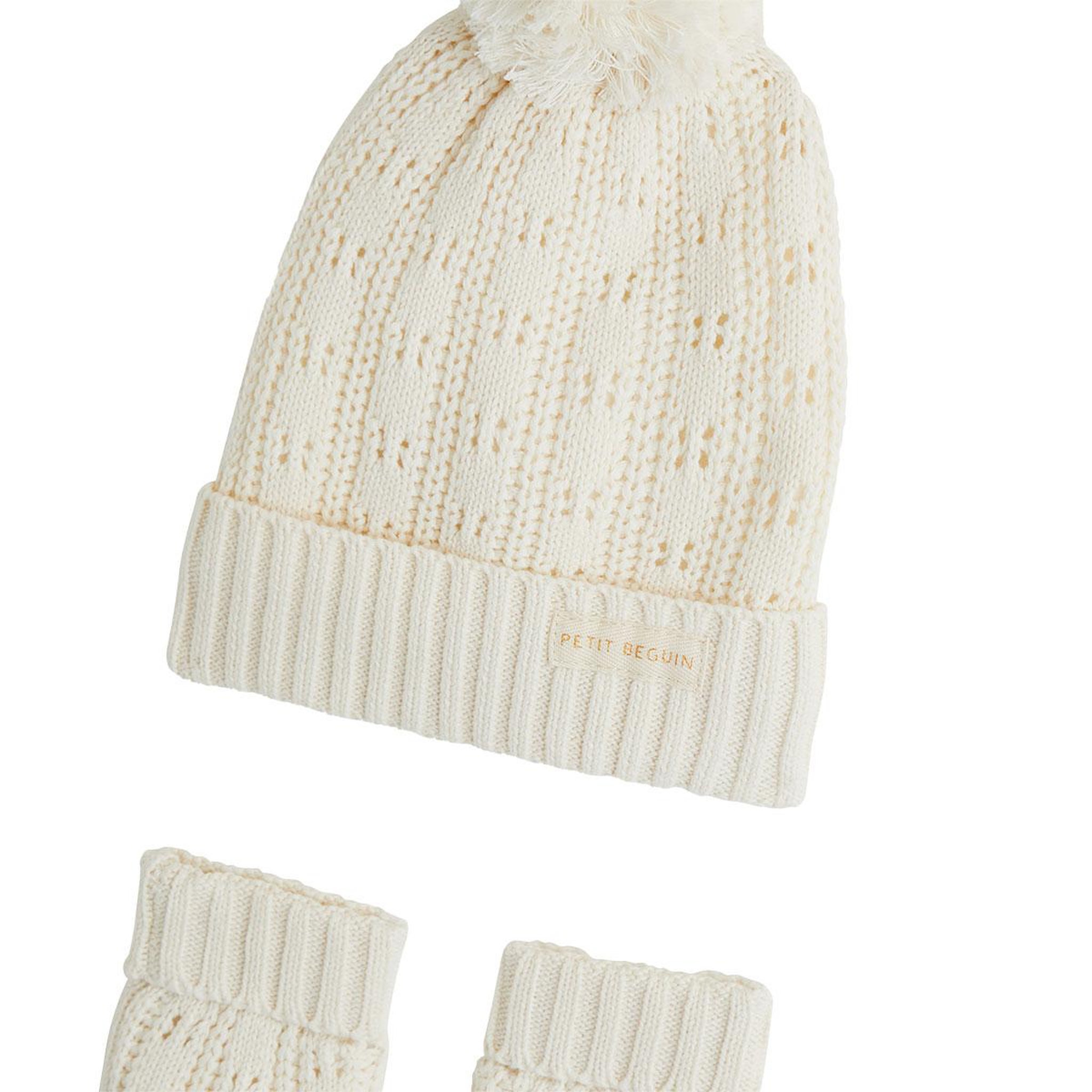 Voir la diapositive 3 : PETIT BEGUIN Bonnet bébé et moufles en tricot Elise
