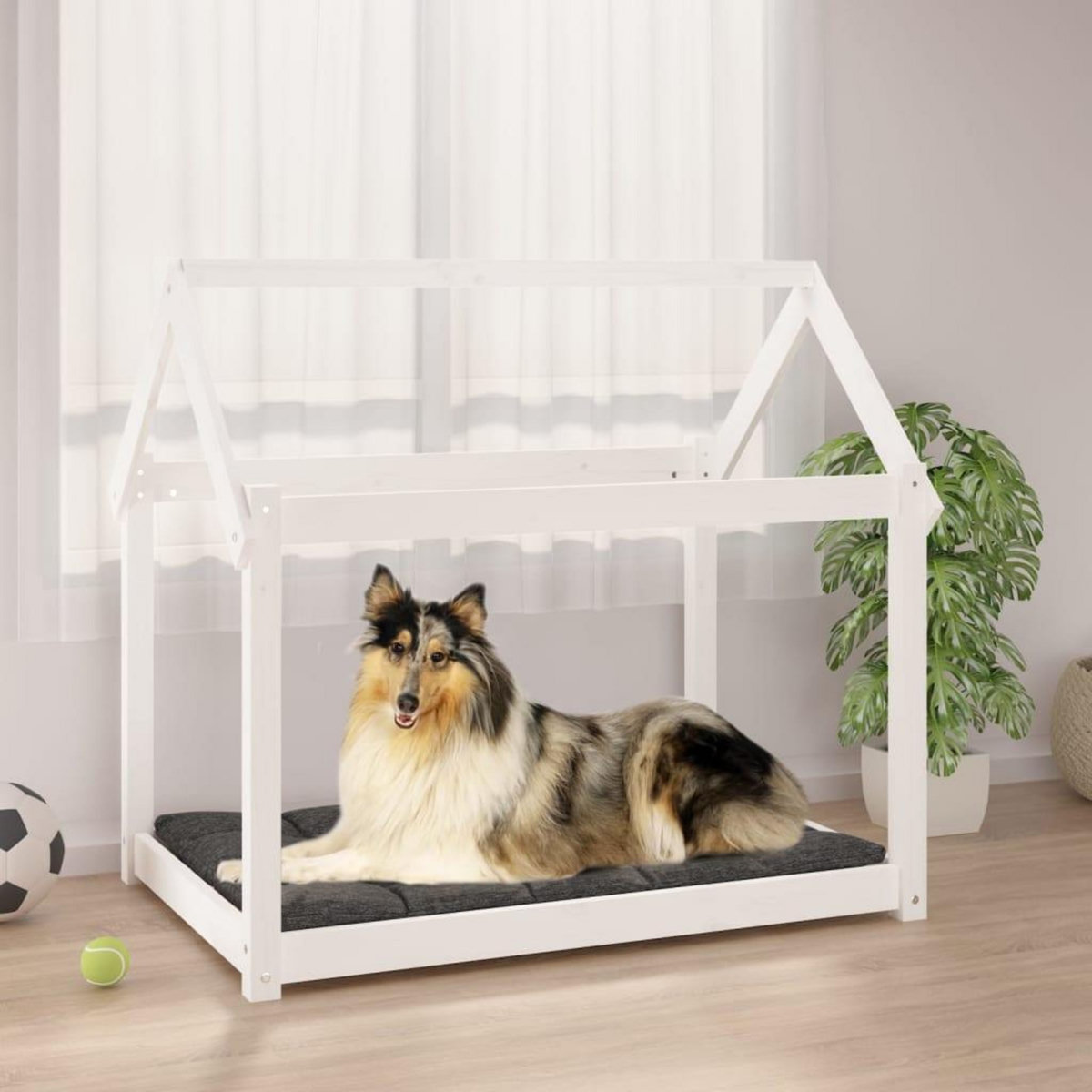 VIDAXL Lit pour chien Blanc 101x70x90 cm Bois de pin solide