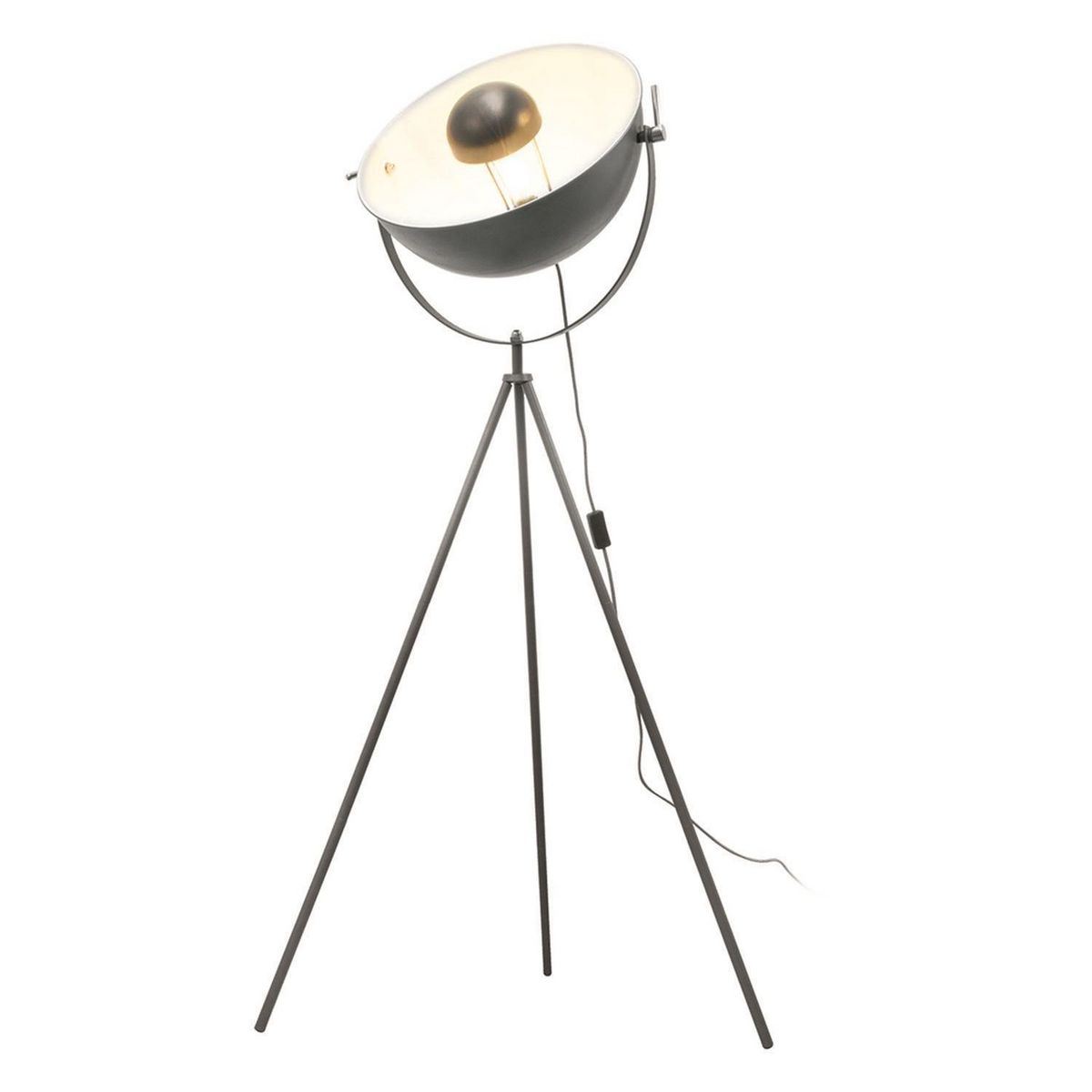 The Home Deco Factory Lampadaire trépied en métal Cinéma - H. 145 cm - Gris
