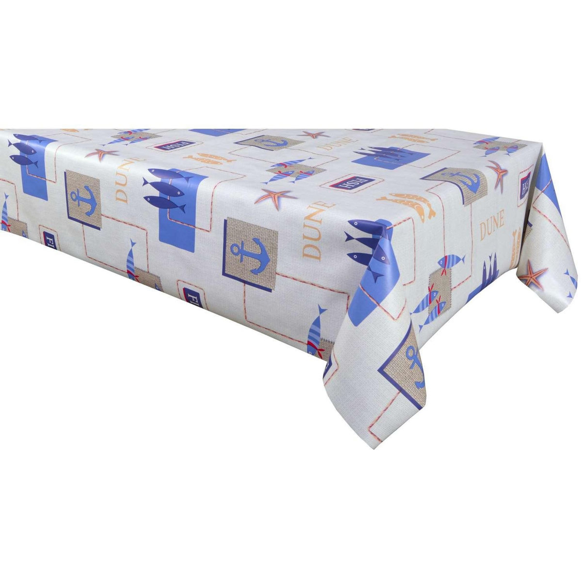 HABITABLE Nappe en toile cirée rectangulaire Dune - 140 x 250 cm - Ecru