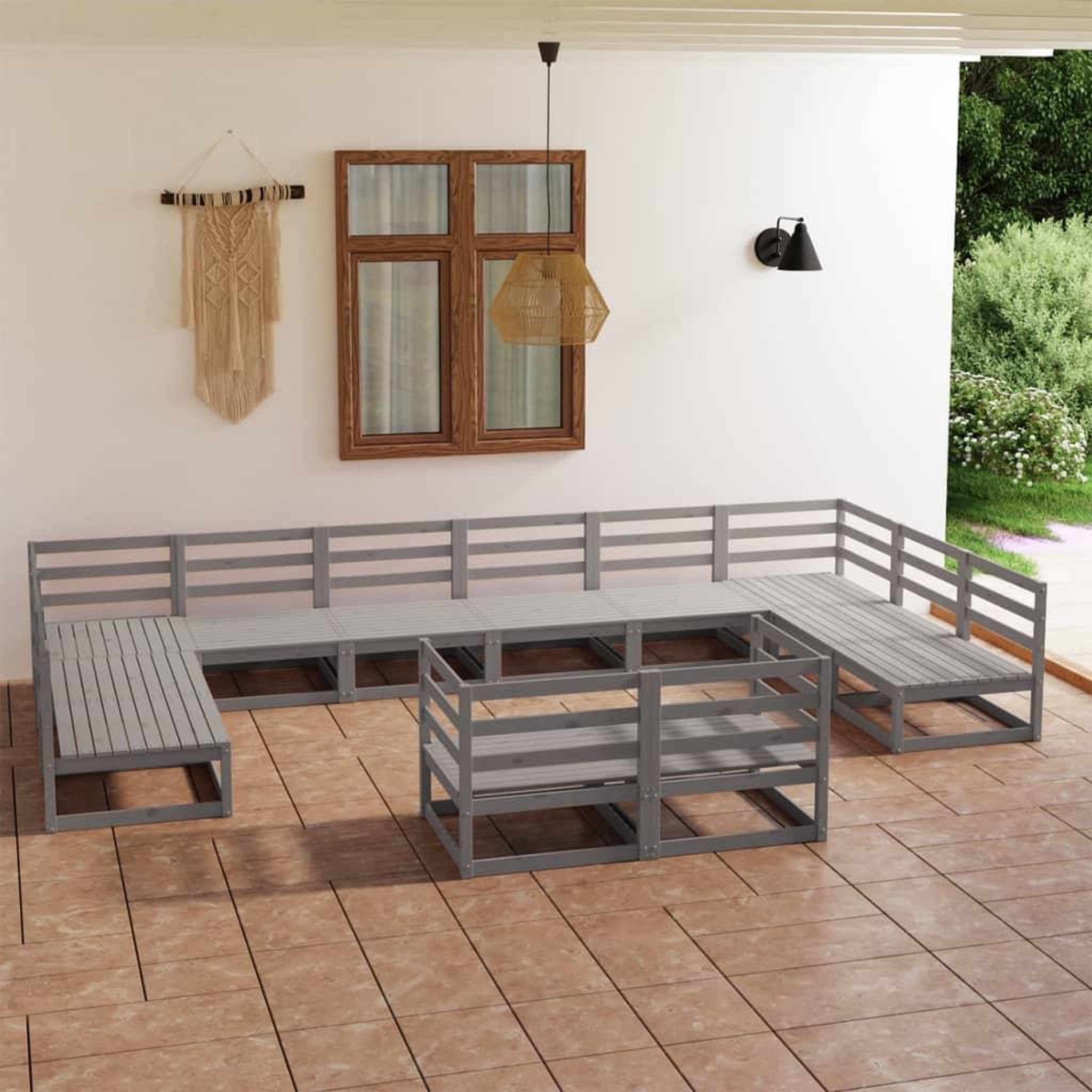 VIDAXL Salon de jardin 12 pcs bois de pin massif