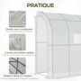 Voir la diapositive 6 : OUTSUNNY Serre de jardin adossée serre adossée dim. 2L x 1l x 2,13H m 4 étagères 2 portes zippées 1 fenêtre acier PE haute densité blanc