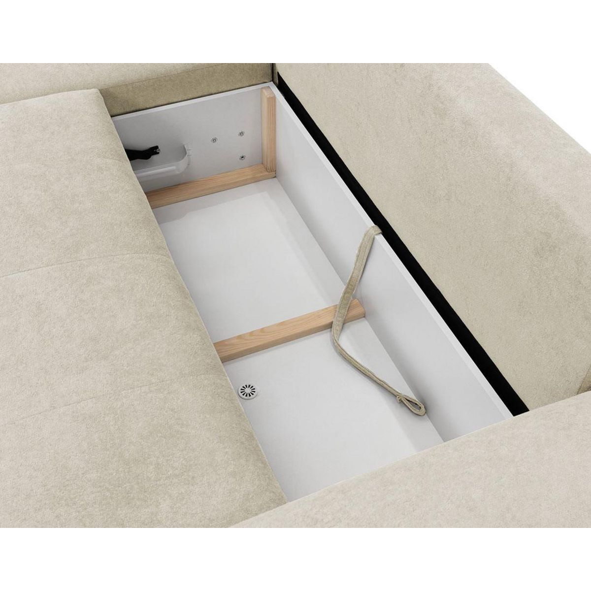 BEST MOBILIER Luzzio - canapé d'angle gauche 4 places convertible avec coffre en tissu texturé