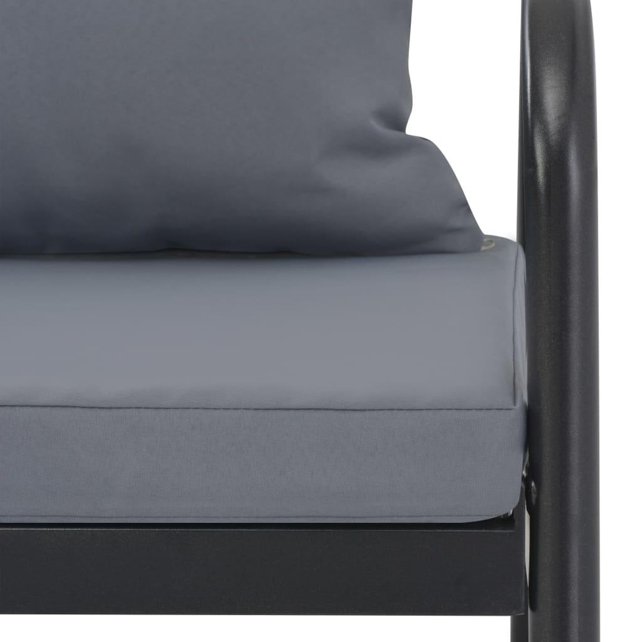 Voir la diapositive 5 : VIDAXL Canape de jardin a 2 places avec coussins Gris Aluminium