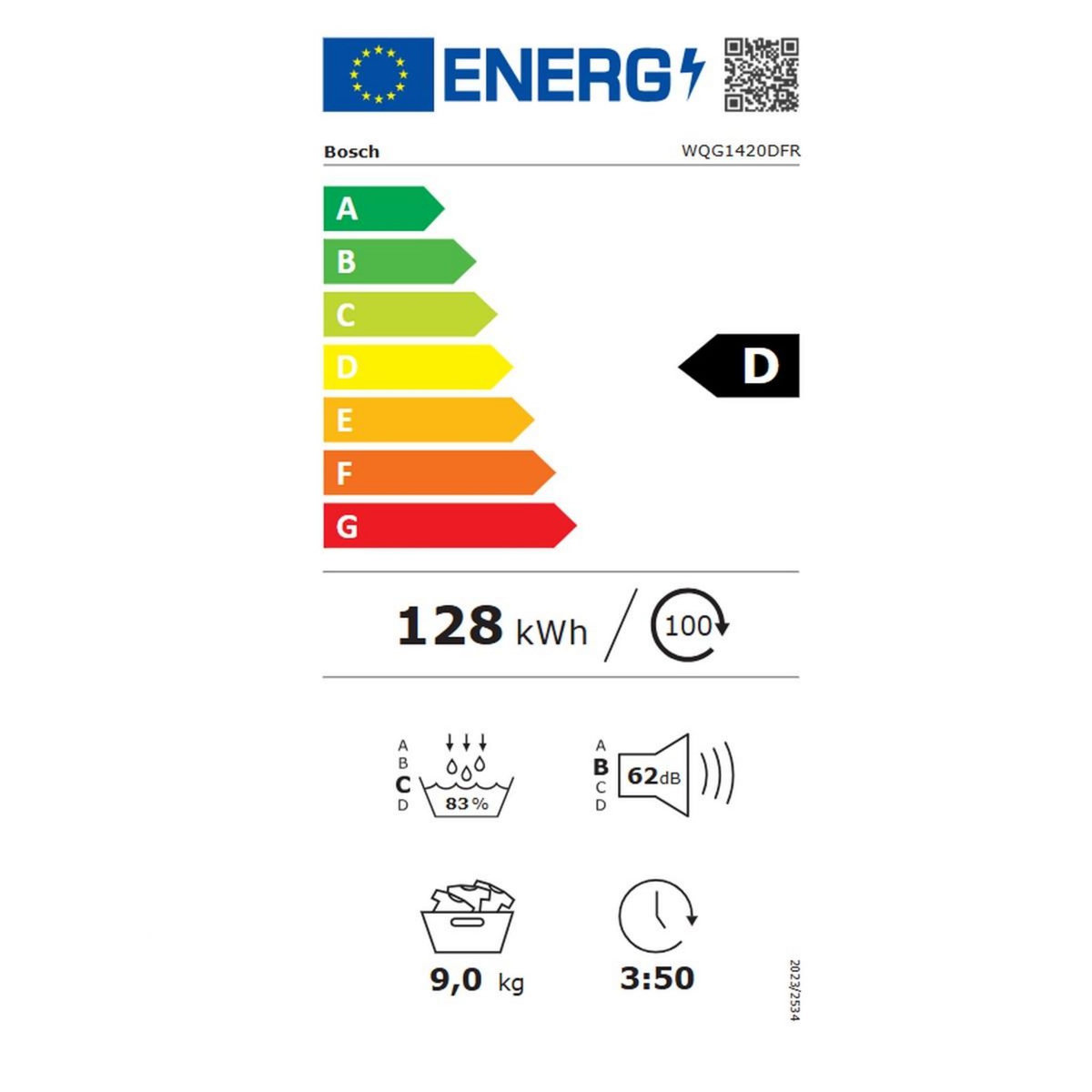 BOSCH Sèche-linge pompe à chaleur à condensation 60cm 9kg blanc - WQG1420DFR