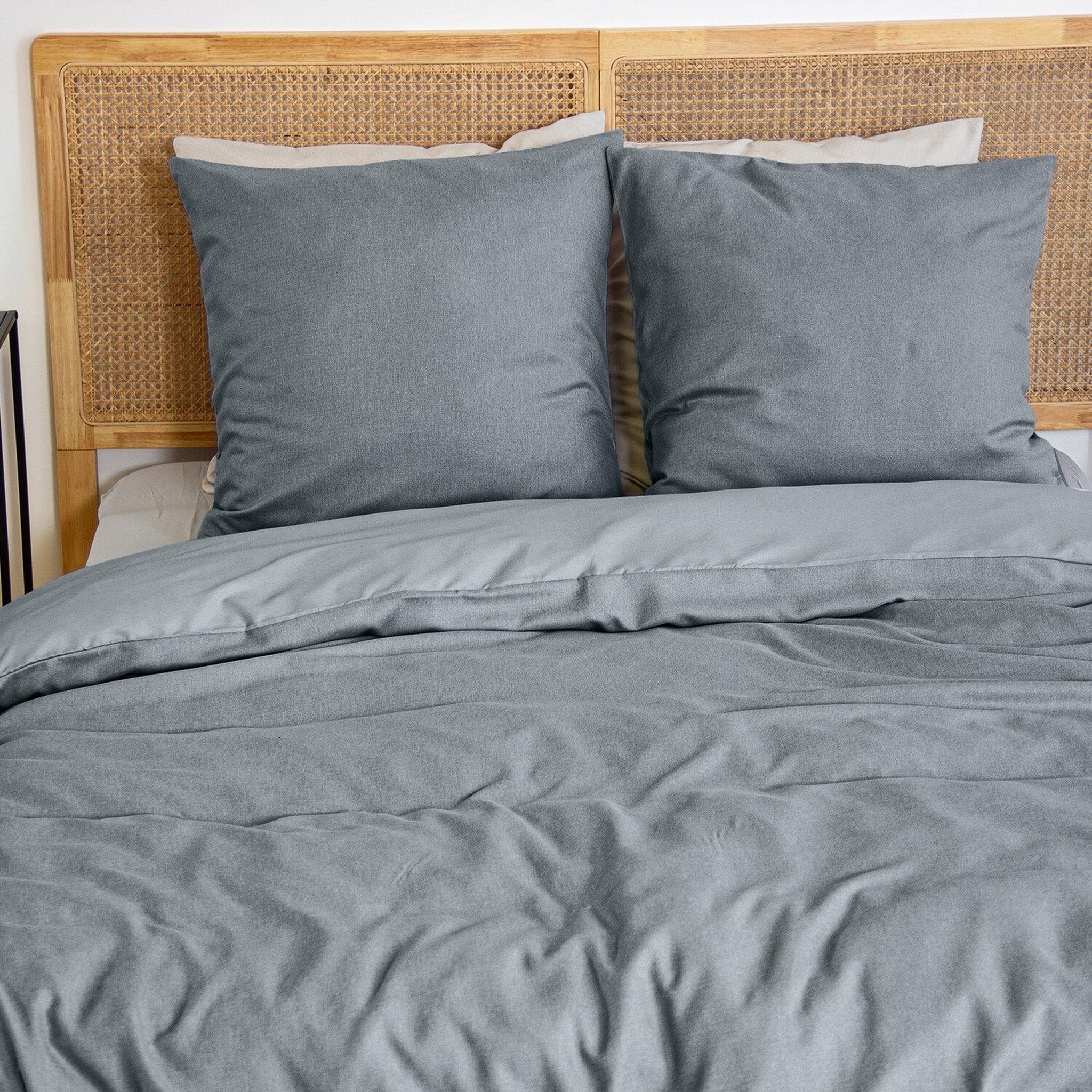 Voir la diapositive 2 : Home collection Parure housse de couette 100% microfibre effet flanelle