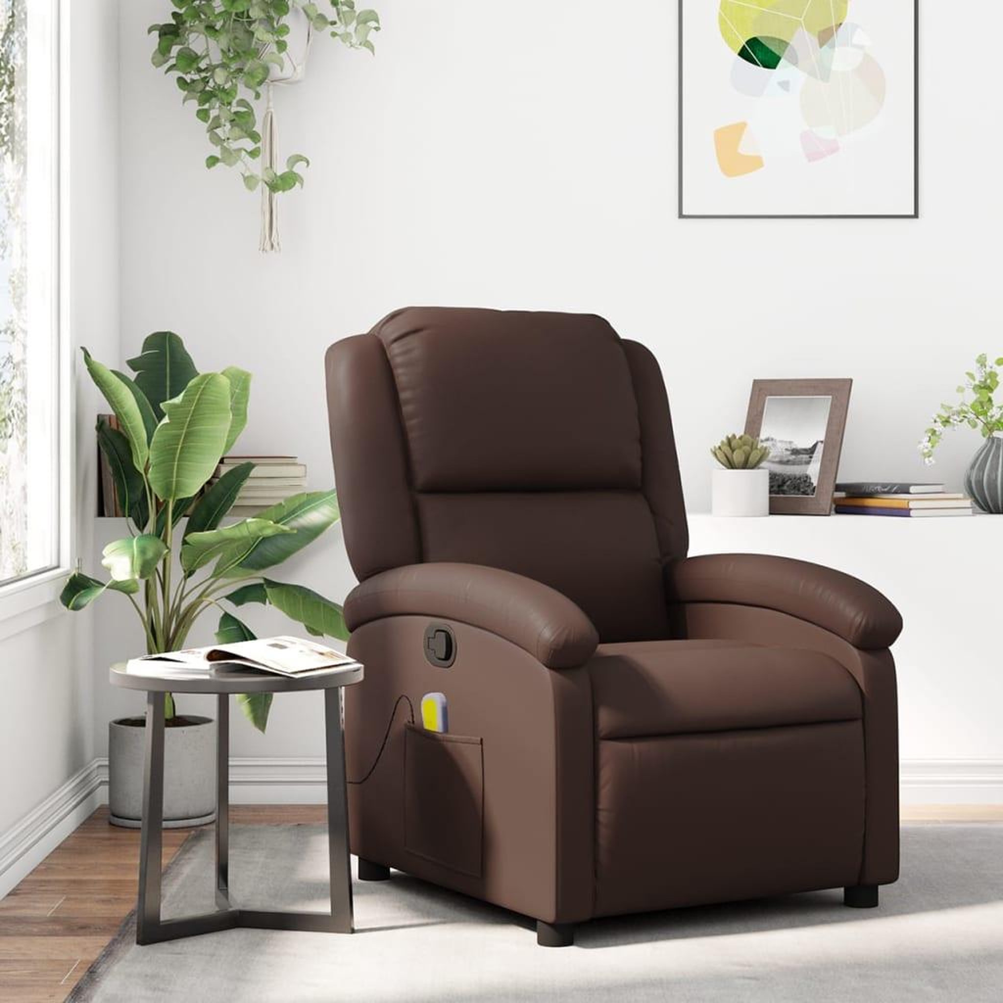 VIDAXL Fauteuil de massage inclinable Marron Similicuir