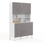 ID MARKET Buffet de cuisine 120 CM CINA 6 portes + tiroir blanc et effet béton