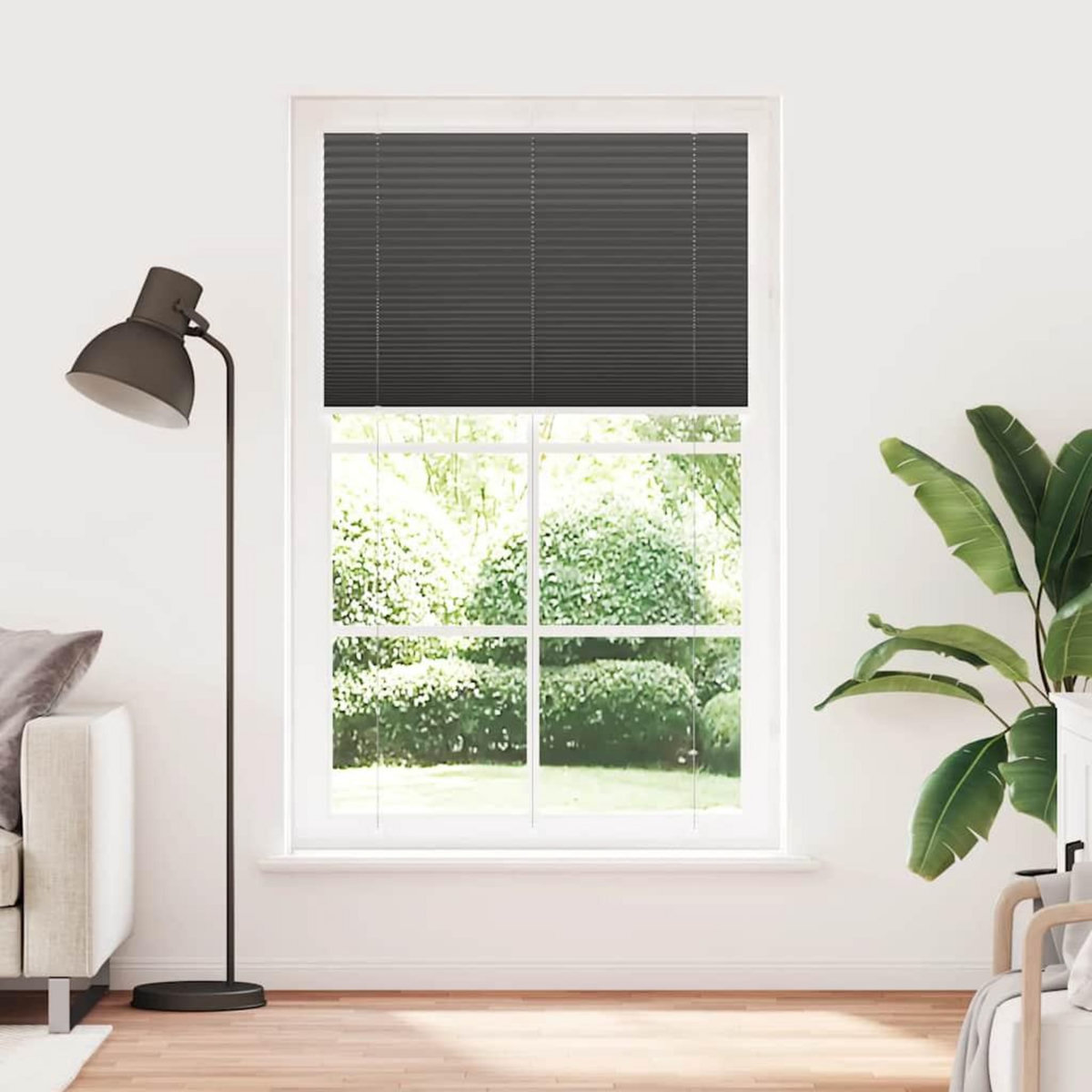 VIDAXL Store plisse noir 115x200 cm largeur du tissu 114,4cm polyester