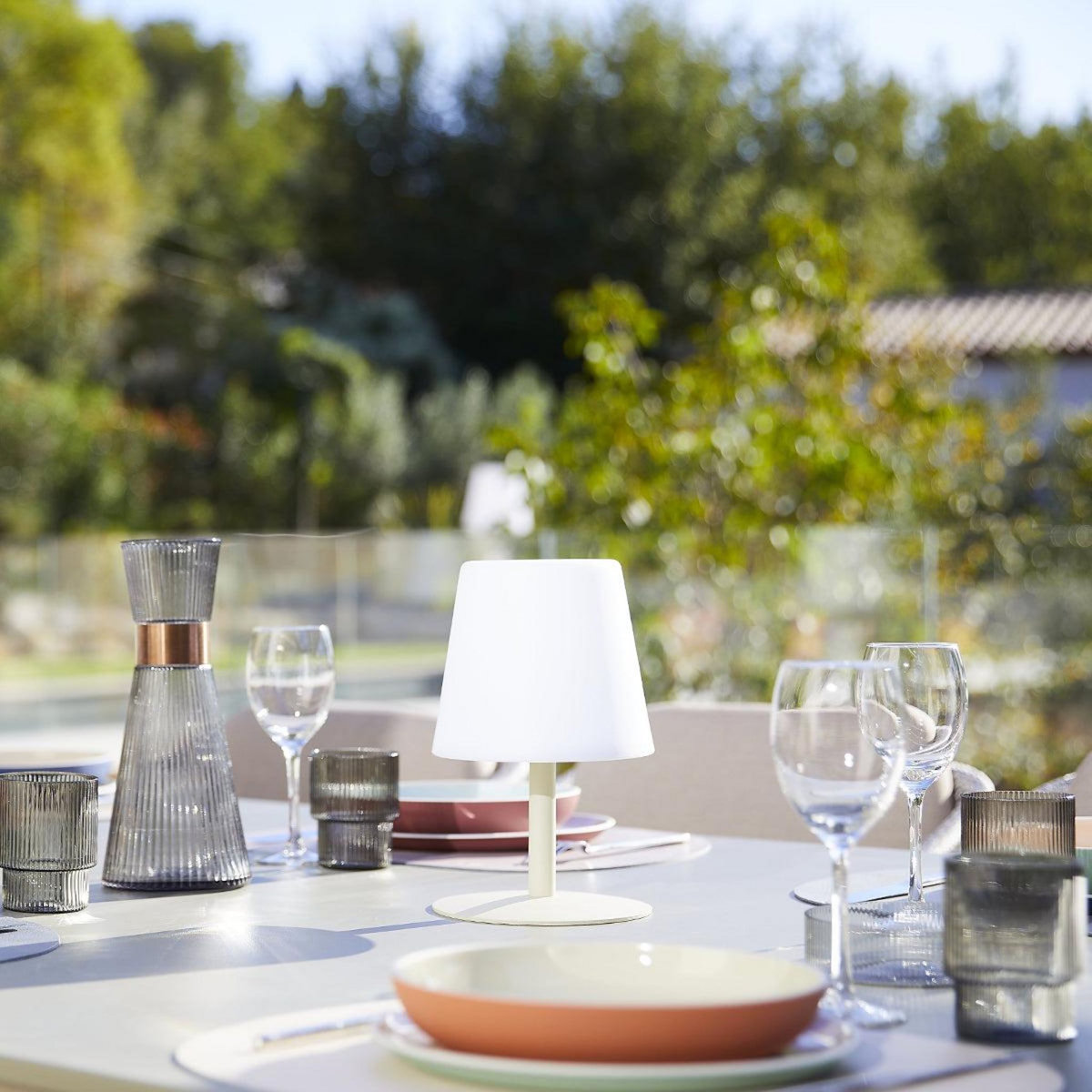 Lumisky Lampe de table sans fil LED STANDY MINI Beige Acier H25CM