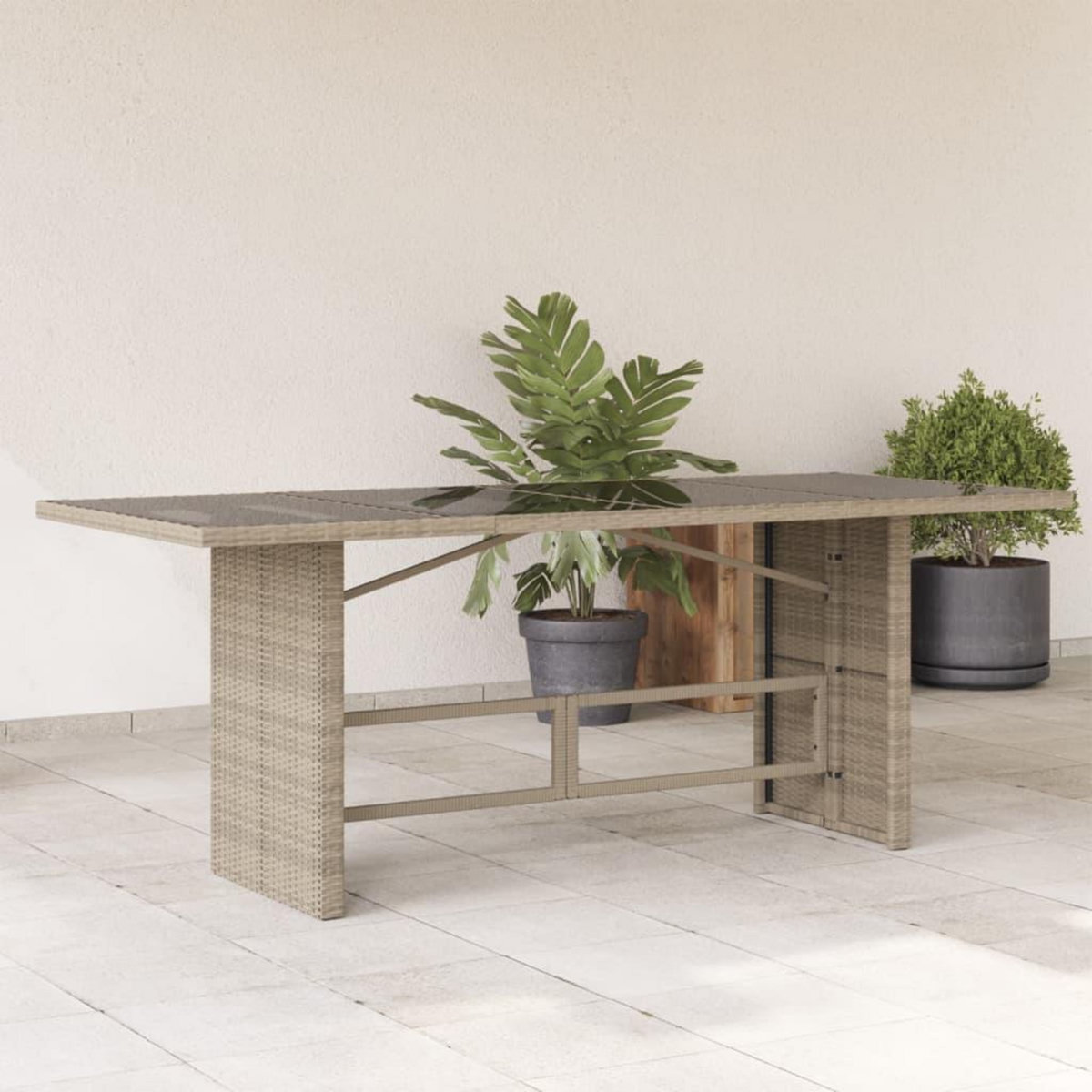 VIDAXL Table de jardin dessus en verre gris clair 190x80x74 cm