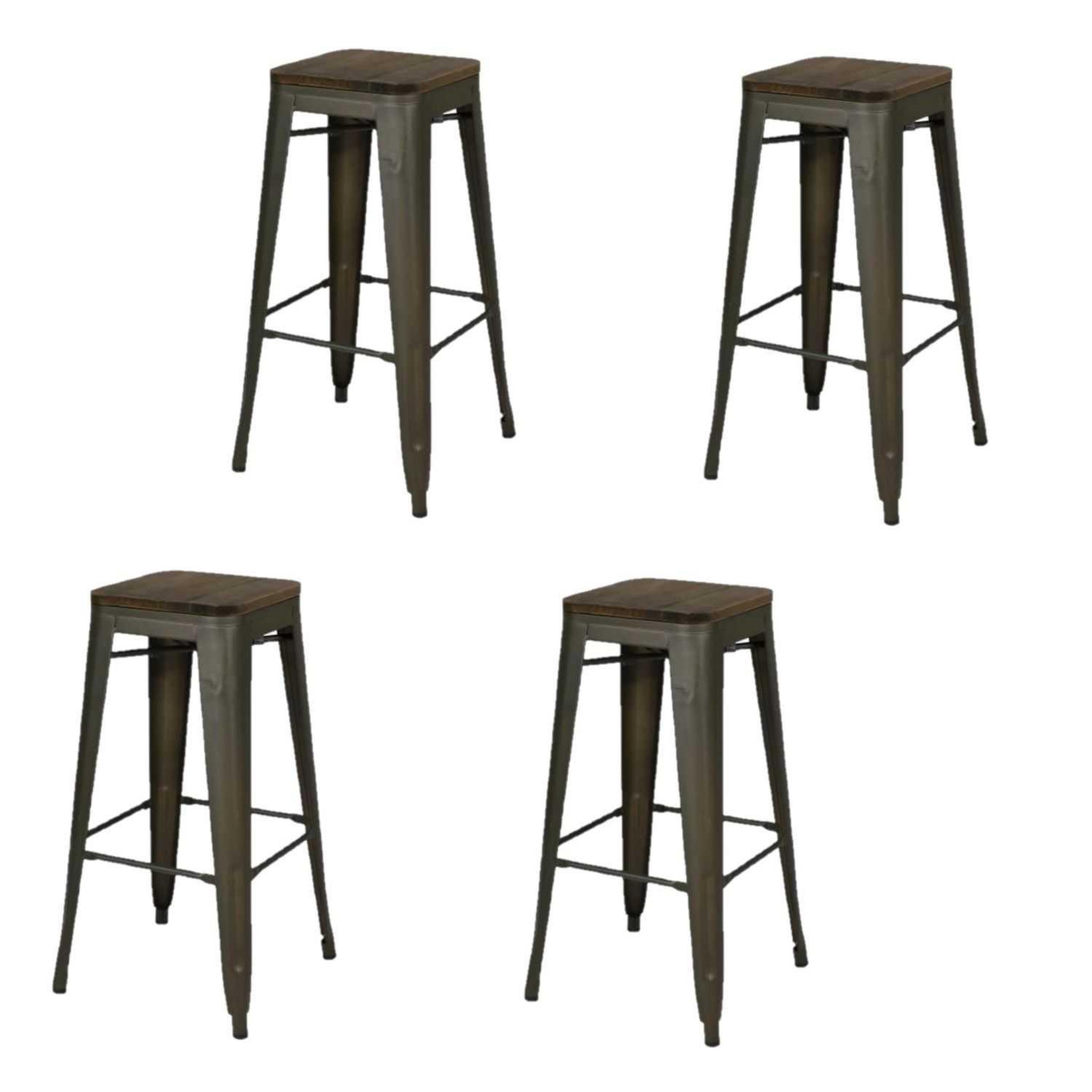 Voir la diapositive 1 : TOILINUX Lot de 4 tabourets de bar vintage liv