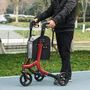 Voir la diapositive 2 : HOMCOM Déambulateur réglable pliable 3 roues frein double panier alu rouge