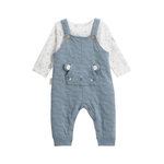 Petit Béguin Ensemble salopette bébé en coton matelassé et t-shirt Rêverie. Coloris disponibles : Bleu
