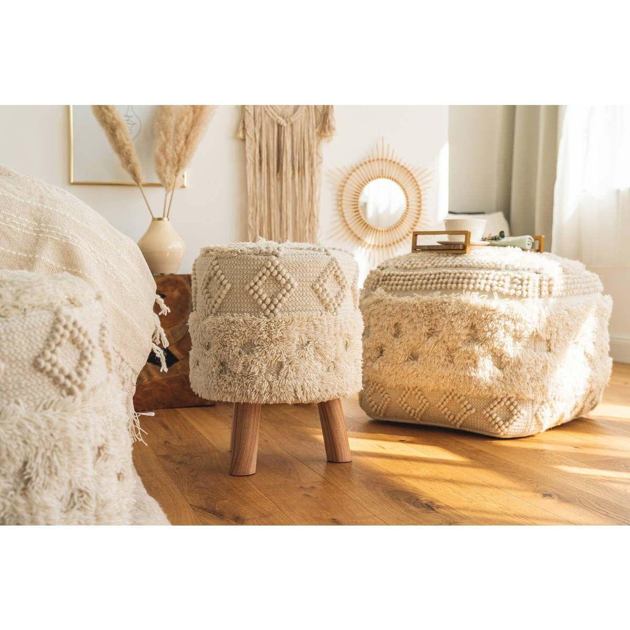 Voir la diapositive 3 : Paris Prix Tabouret bohème fait à la main  bohist  50cm naturel