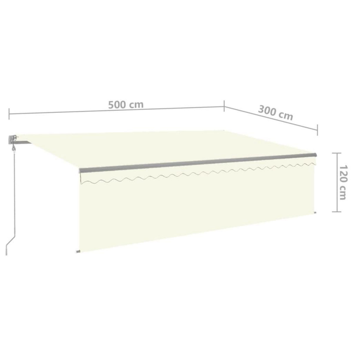 VIDAXL Auvent automatique store capteur de vent et LED 5x3 m Creme