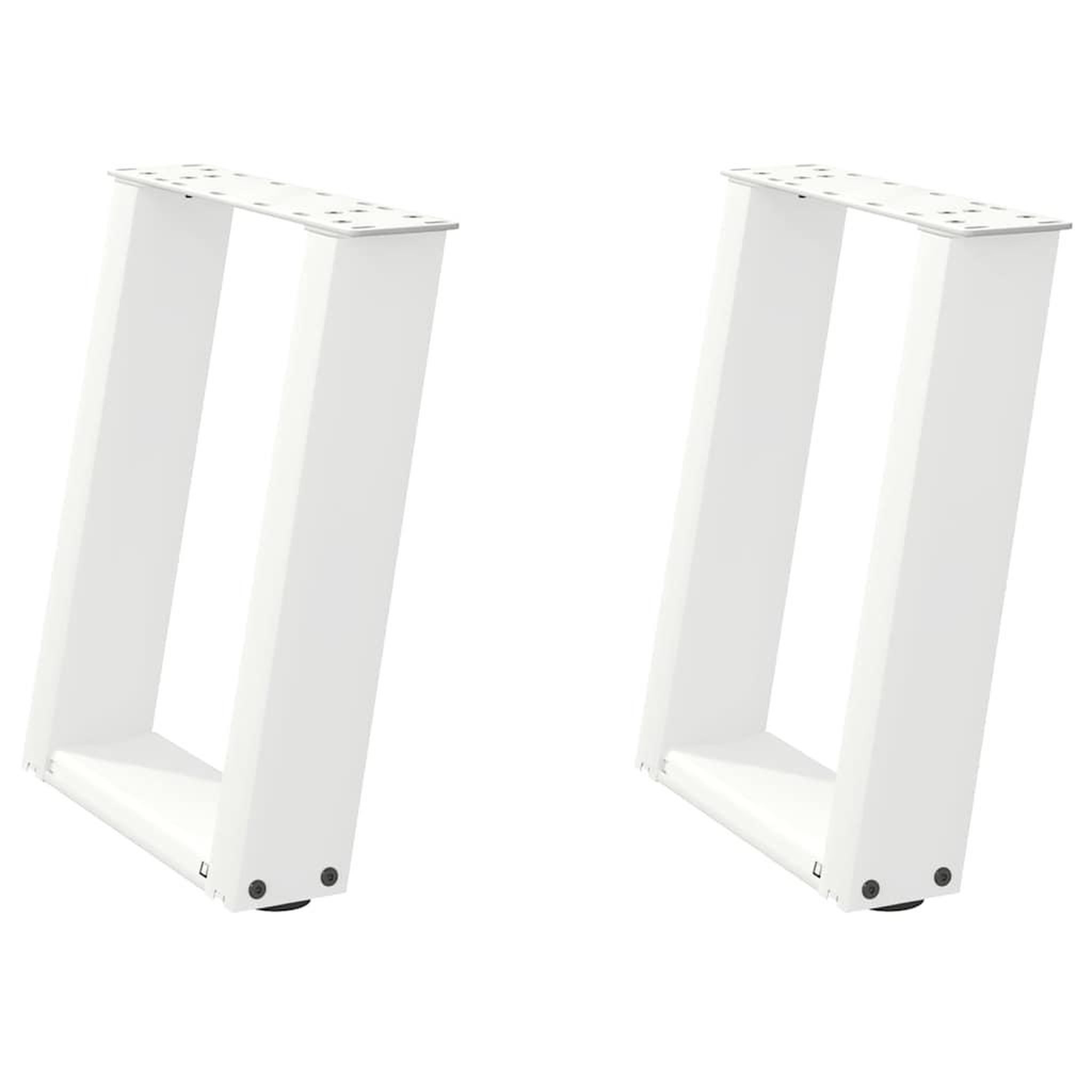 Voir la diapositive 2 : VIDAXL Pieds de table basse forme de U 2 pcs blanc 38x(42-43) cm acier
