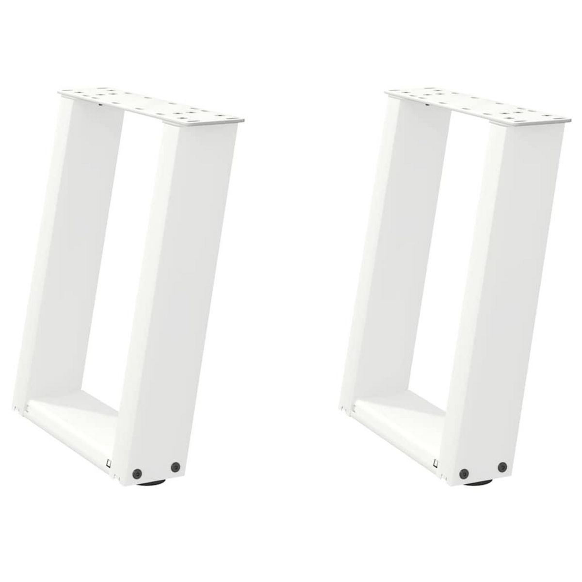 VIDAXL Pieds de table basse forme de U 2 pcs blanc 38x(42-43) cm acier