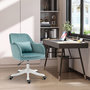 Voir la diapositive 2 : HOMCOM Chaise de bureau velours fauteuil bureau massant coussin lombaire intégré hauteur réglable pivotante 360° vert menthe