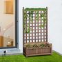 Voir la diapositive 2 : OUTSUNNY Jardinière avec treillis - bac à fleurs - jardinière sur pied - dim. 64L x 28l x 120H cm inserts d'irrigation inclus bois sapin traité