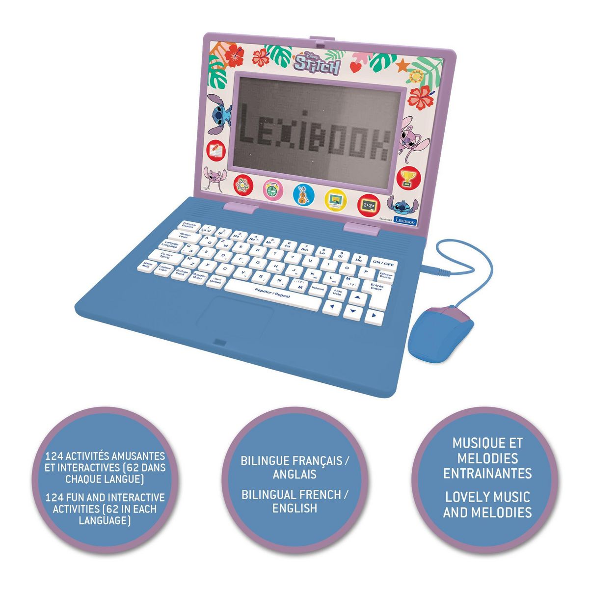 Lexibook Ordinateur portable éducatif bilingue Stitch (EN/FR)
