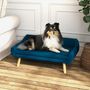 Voir la diapositive 4 : PAWHUT Canapé chien lit pour chien design scandinave - coussin moelleux déhoussable, pieds bois - velours bleu canard