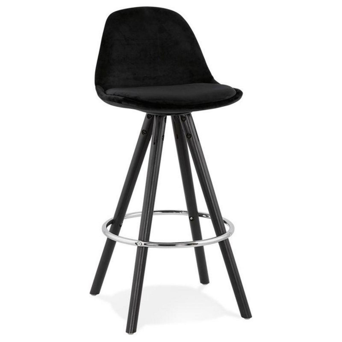 Paris Prix Tabouret de Bar Velours & Bois  Vinea  87cm Noir