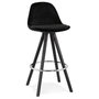 Voir la diapositive 1 : Paris Prix Tabouret de Bar Velours & Bois  Vinea  87cm Noir